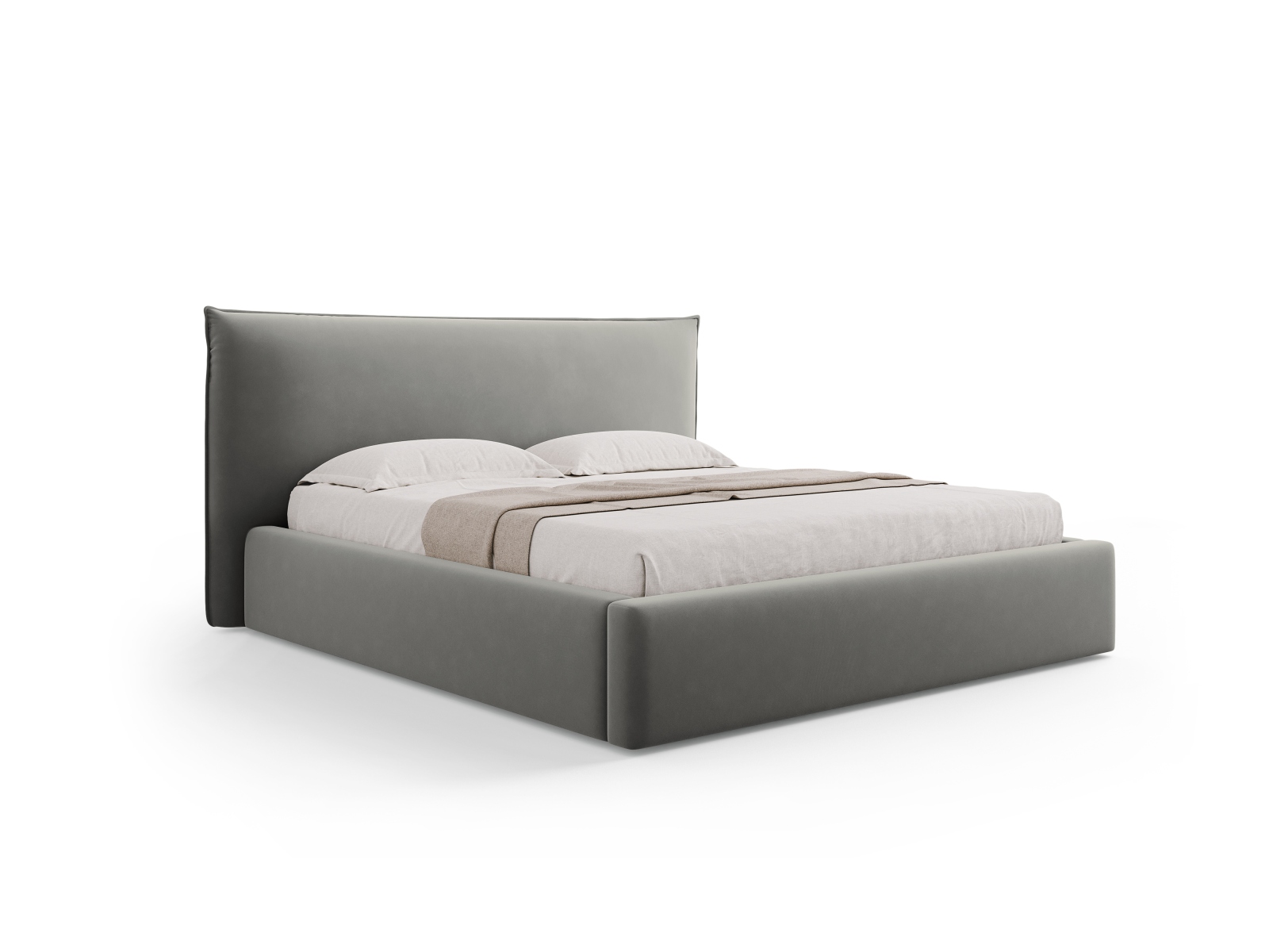 Velvet Storage Bed With Headboard, "Kaelle", 180x223x111
