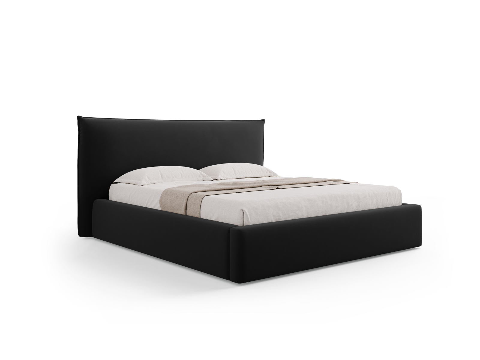 Velvet Storage Bed With Headboard, "Kaelle", 180x223x111