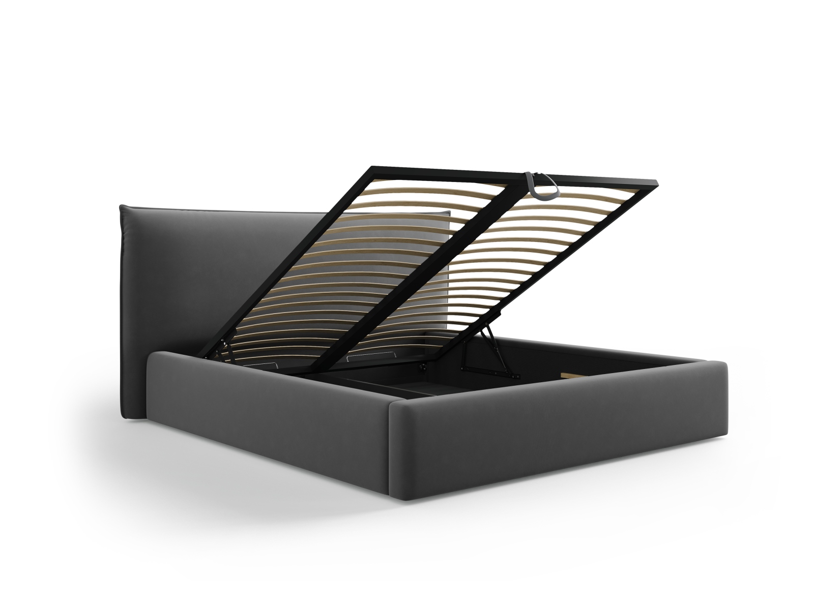 Velvet Storage Bed With Headboard, "Kaelle", 180x223x111