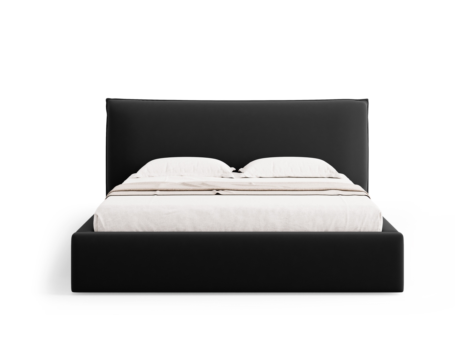 Velvet Storage Bed With Headboard, "Kaelle", 180x223x111