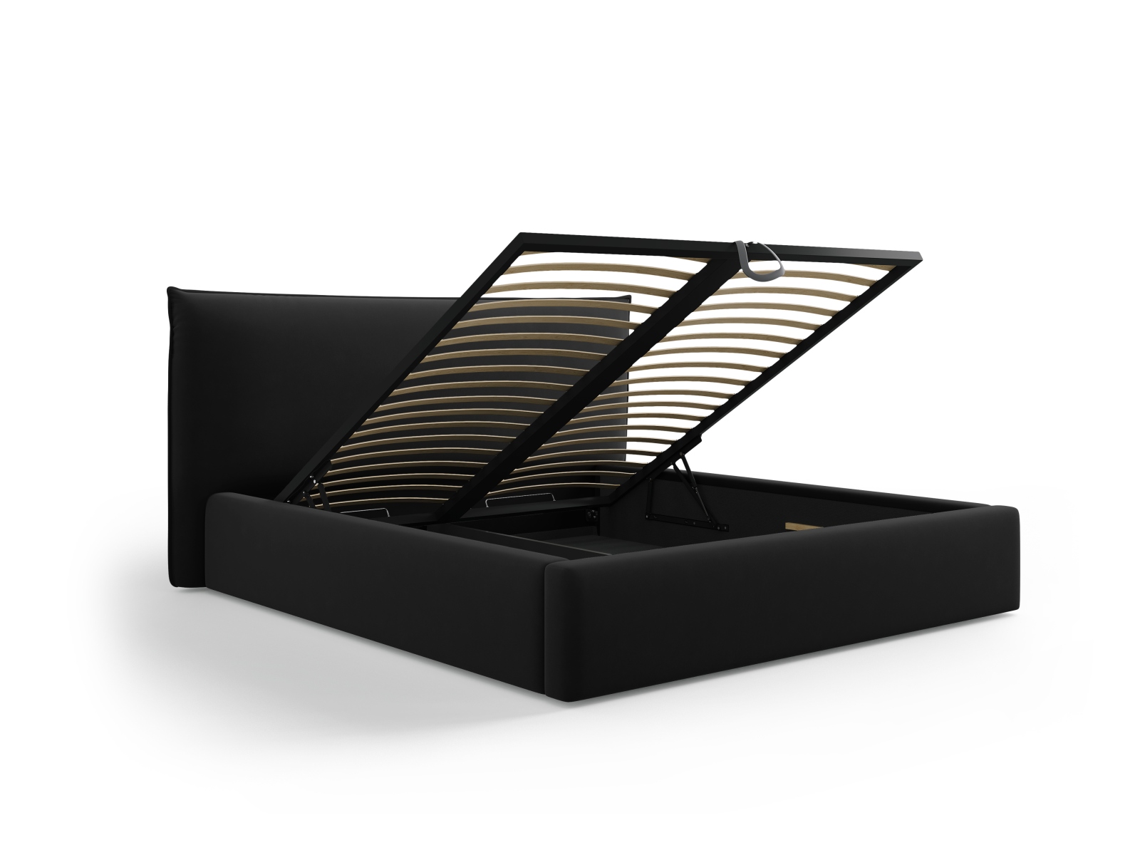 Velvet Storage Bed With Headboard, "Kaelle", 180x223x111