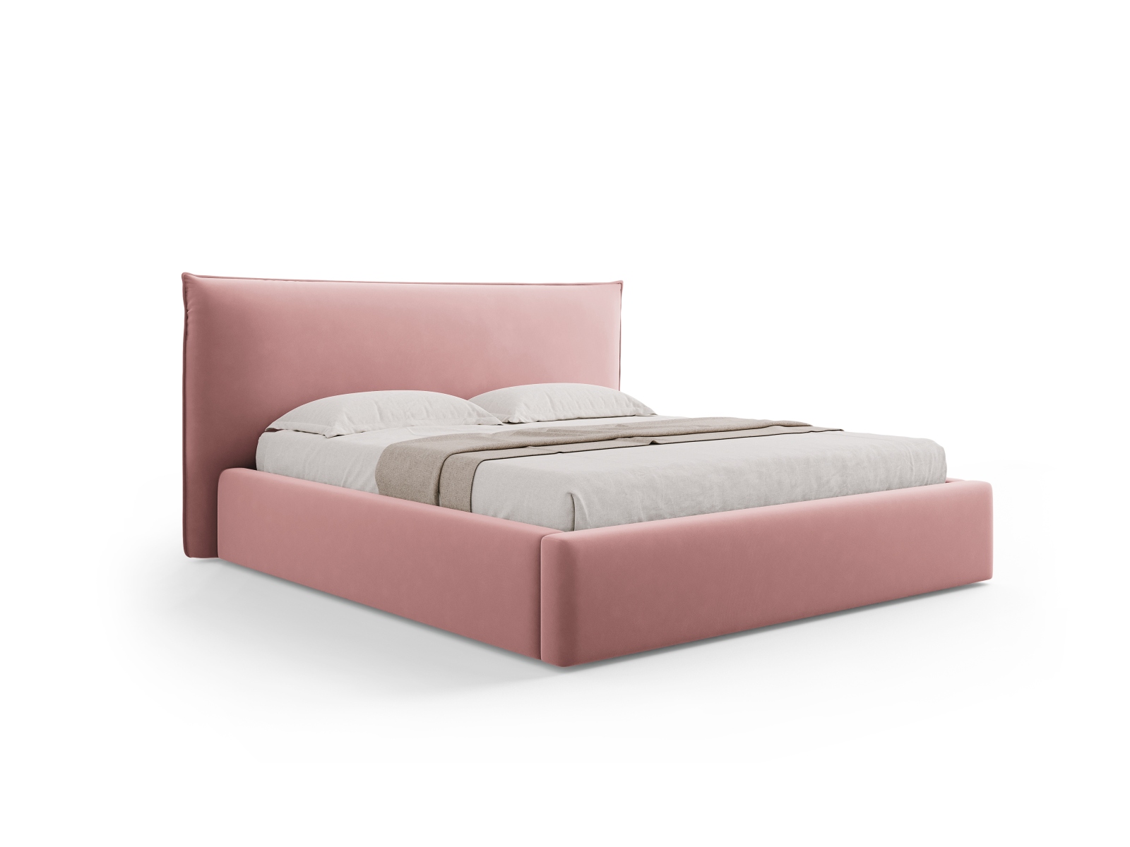 Velvet Storage Bed With Headboard, "Kaelle", 220x223x111