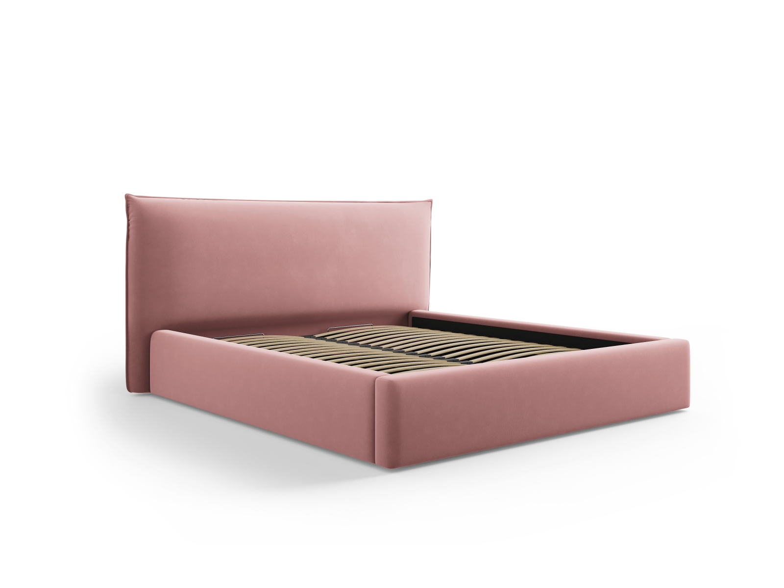 Velvet Storage Bed With Headboard, "Kaelle", 220x223x111