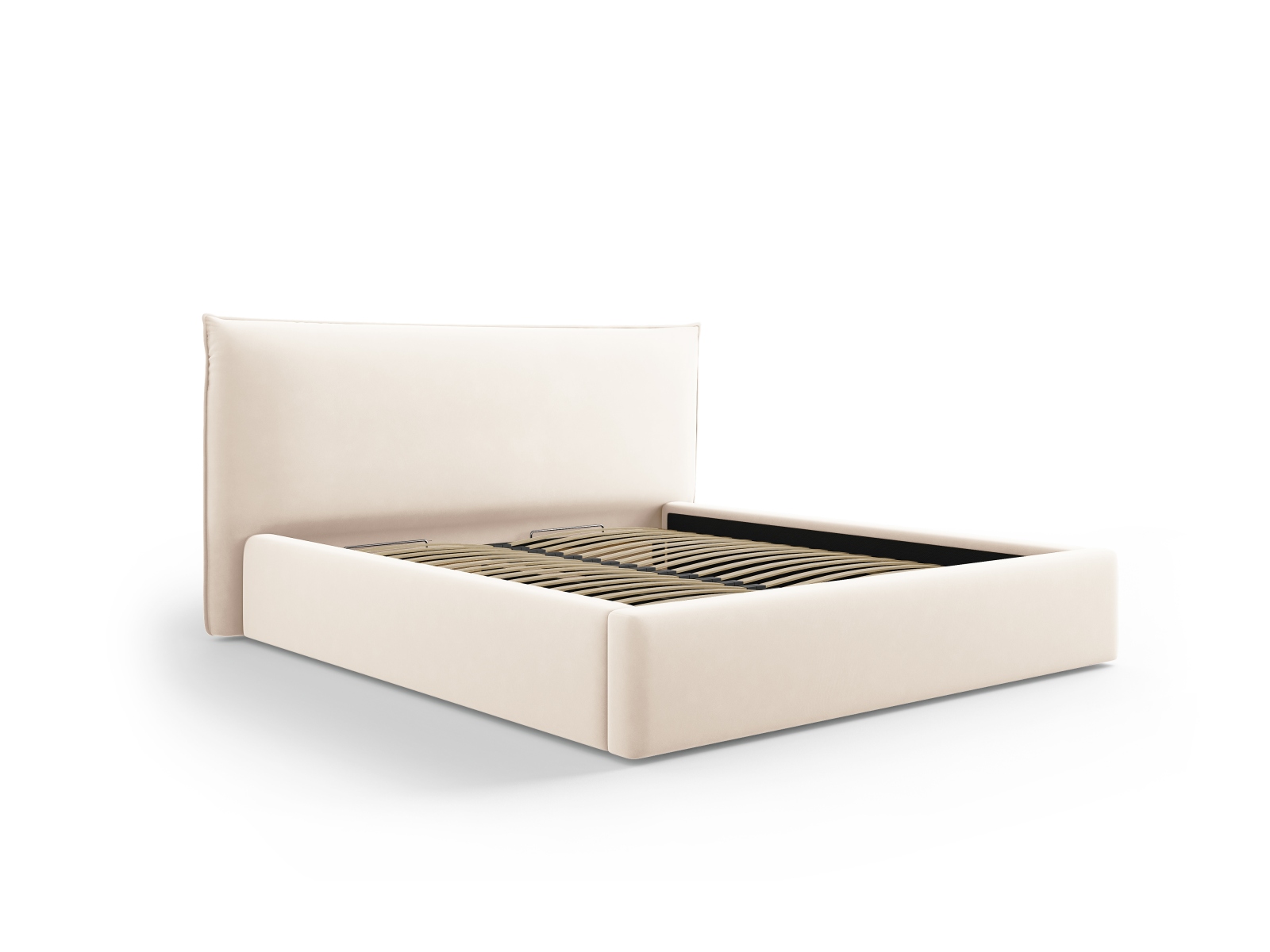 Velvet Storage Bed With Headboard, "Kaelle", 220x223x111