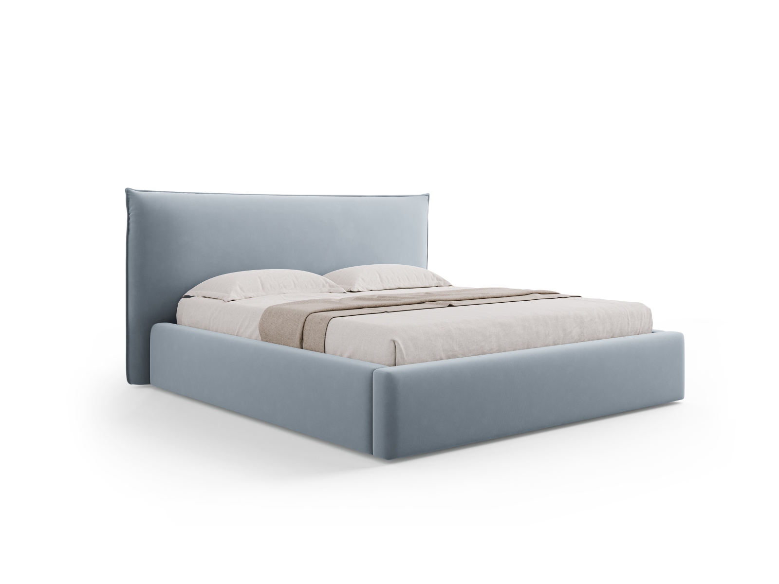 Velvet Storage Bed With Headboard, "Kaelle", 220x223x111