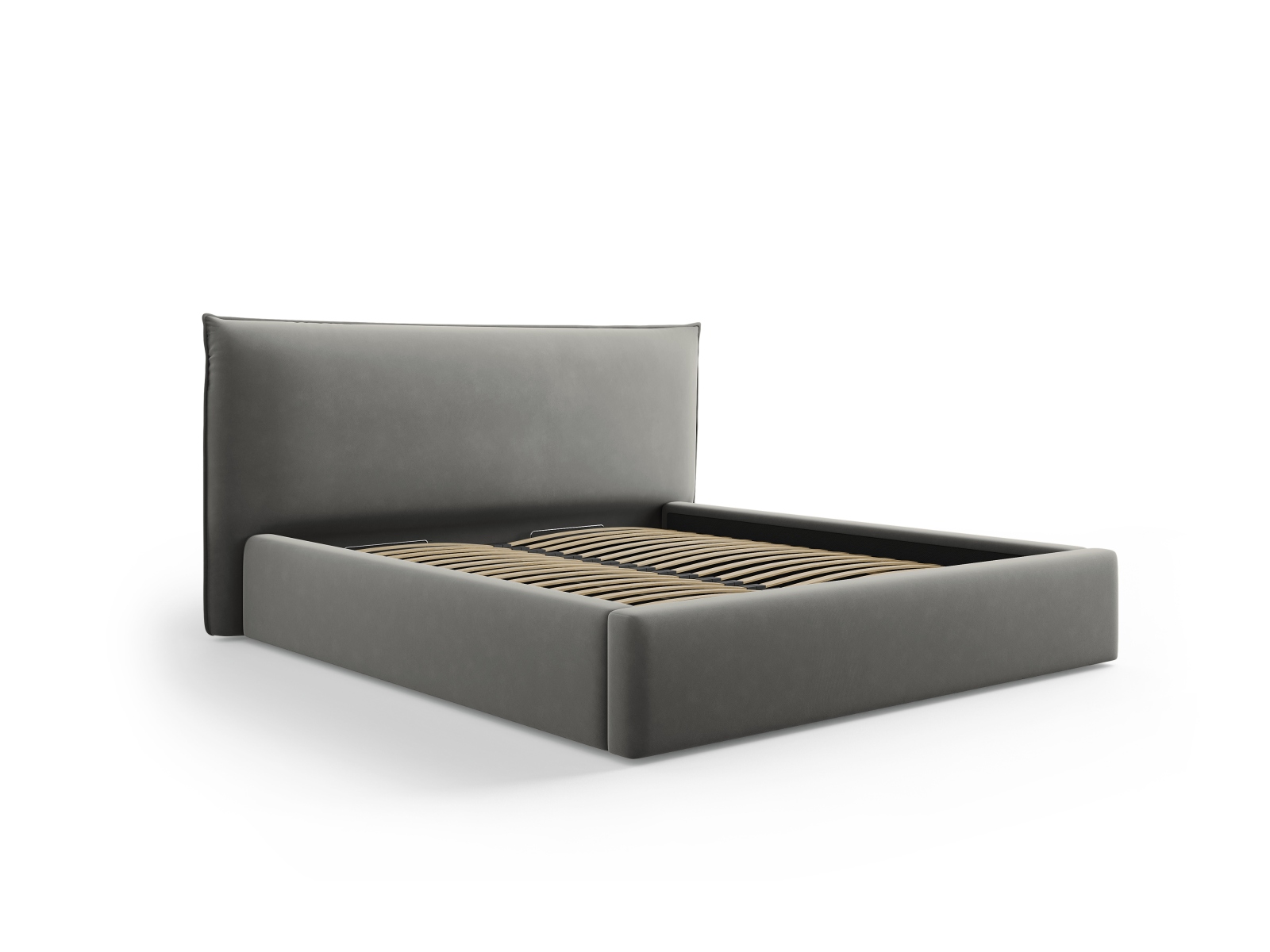 Velvet Storage Bed With Headboard, "Kaelle", 220x223x111