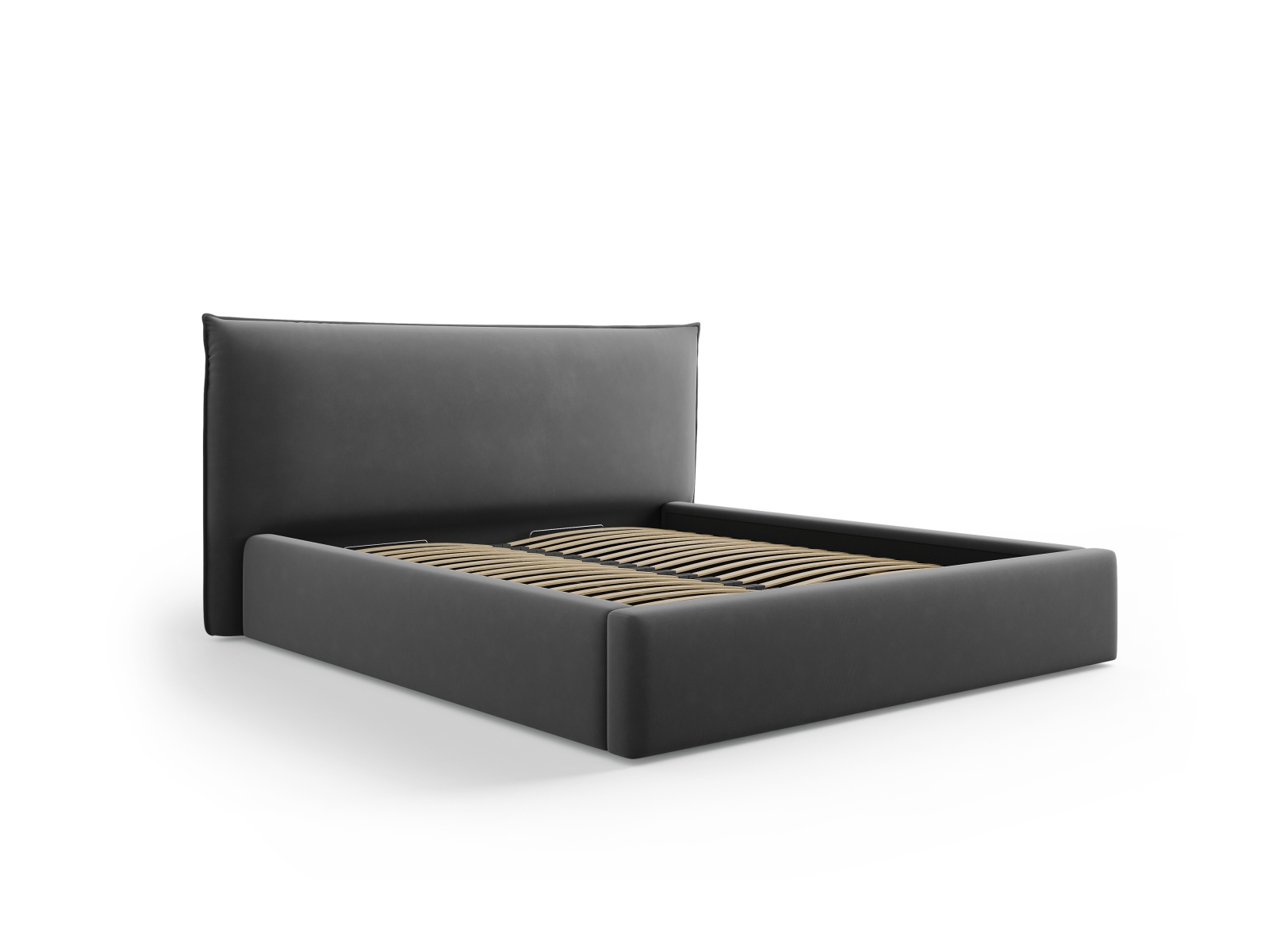 Velvet Storage Bed With Headboard, "Kaelle", 220x223x111