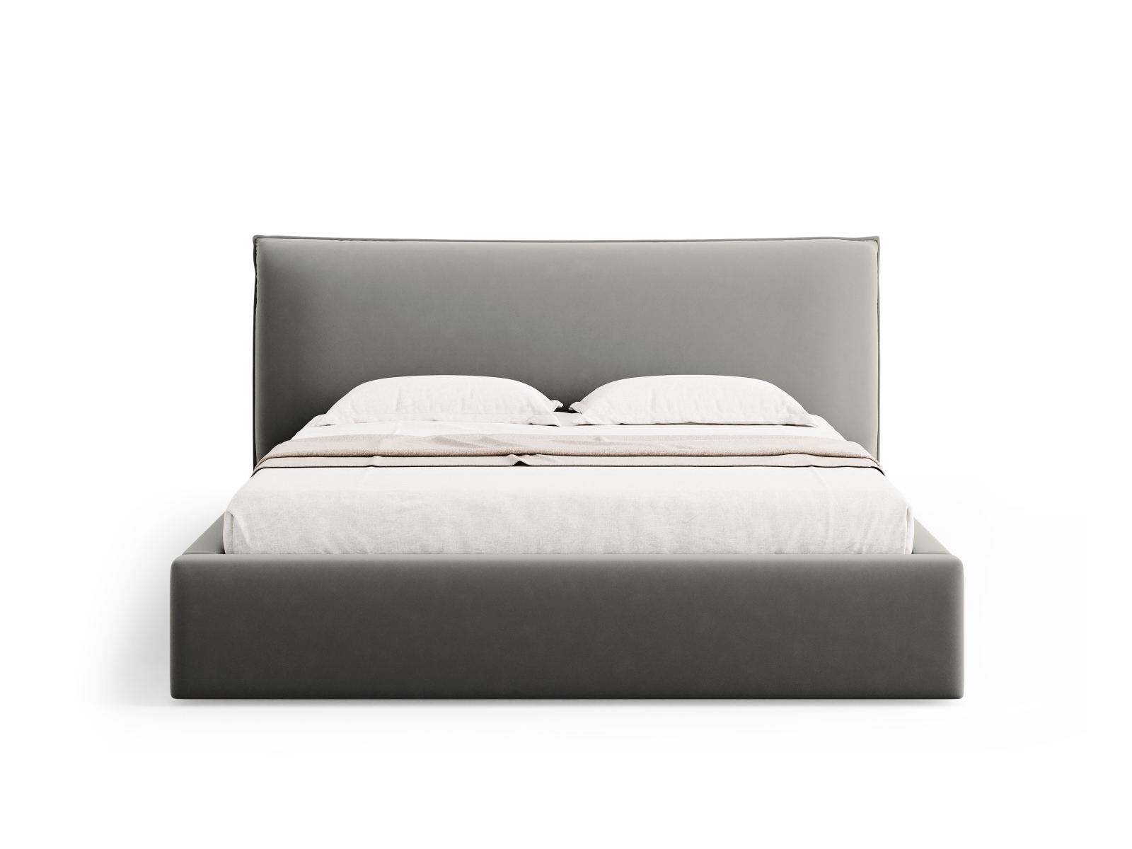 Velvet Storage Bed With Headboard, "Kaelle", 220x223x111