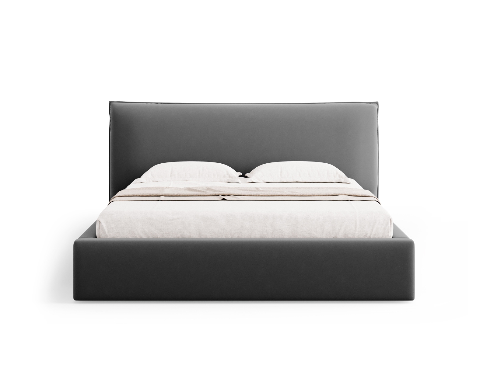 Velvet Storage Bed With Headboard, "Kaelle", 220x223x111