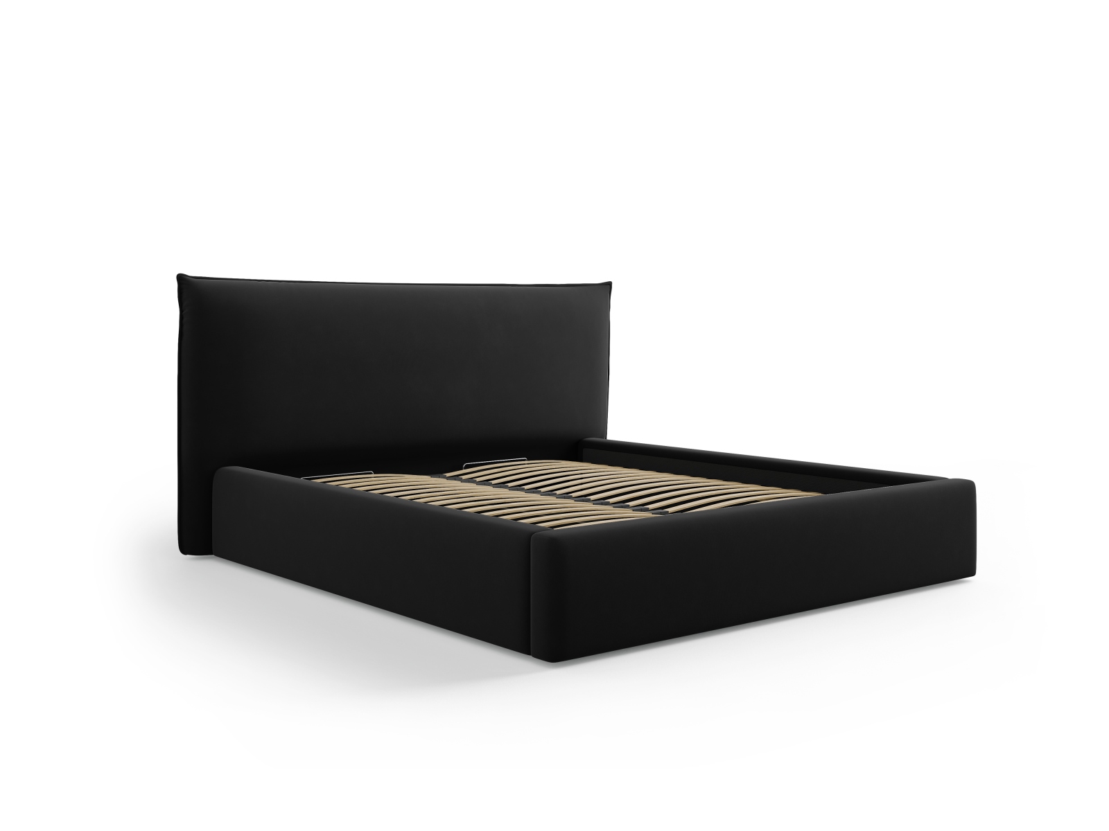 Velvet Storage Bed With Headboard, "Kaelle", 220x223x111