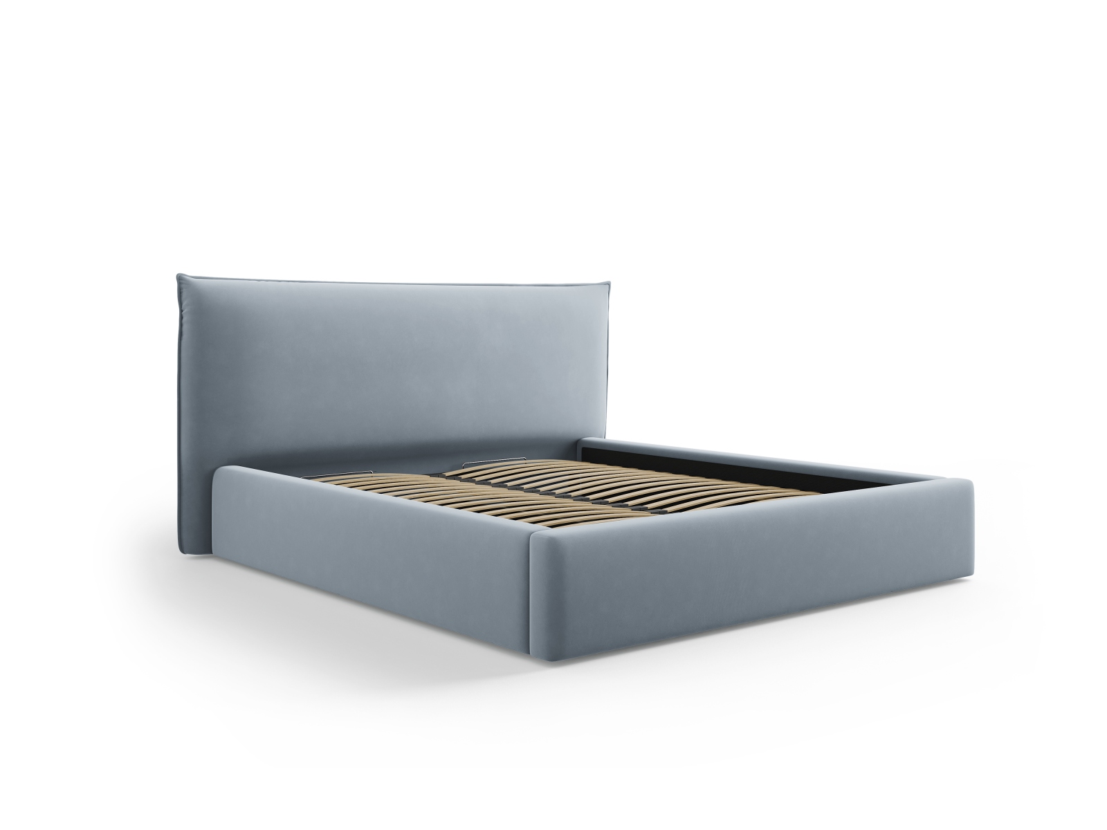Velvet Storage Bed With Headboard, "Kaelle", 200x223x111