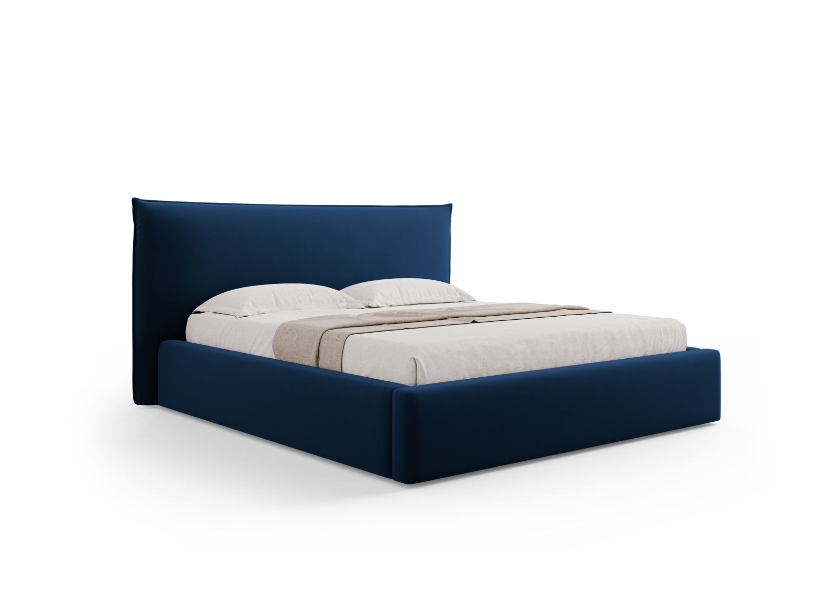 Velvet Storage Bed With Headboard, "Kaelle", 240x223x111