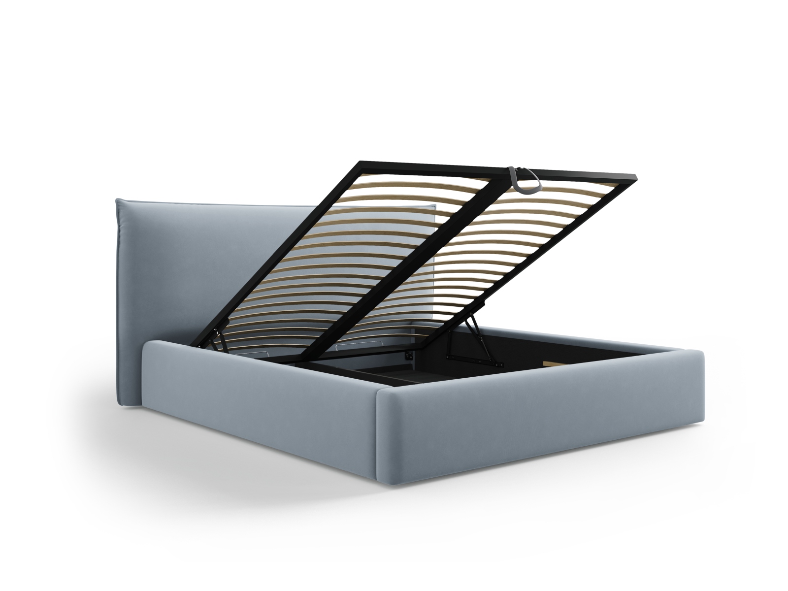Velvet Storage Bed With Headboard, "Kaelle", 240x223x111