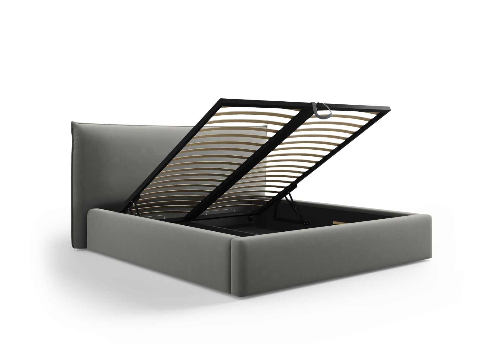 Velvet Storage Bed With Headboard, "Kaelle", 240x223x111