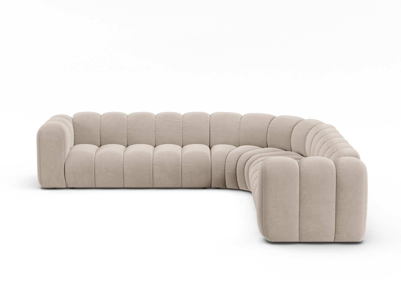 Velvet Symmetrical Modular Corner Sofa, "Lupine", 5 Seats, 309x309x70