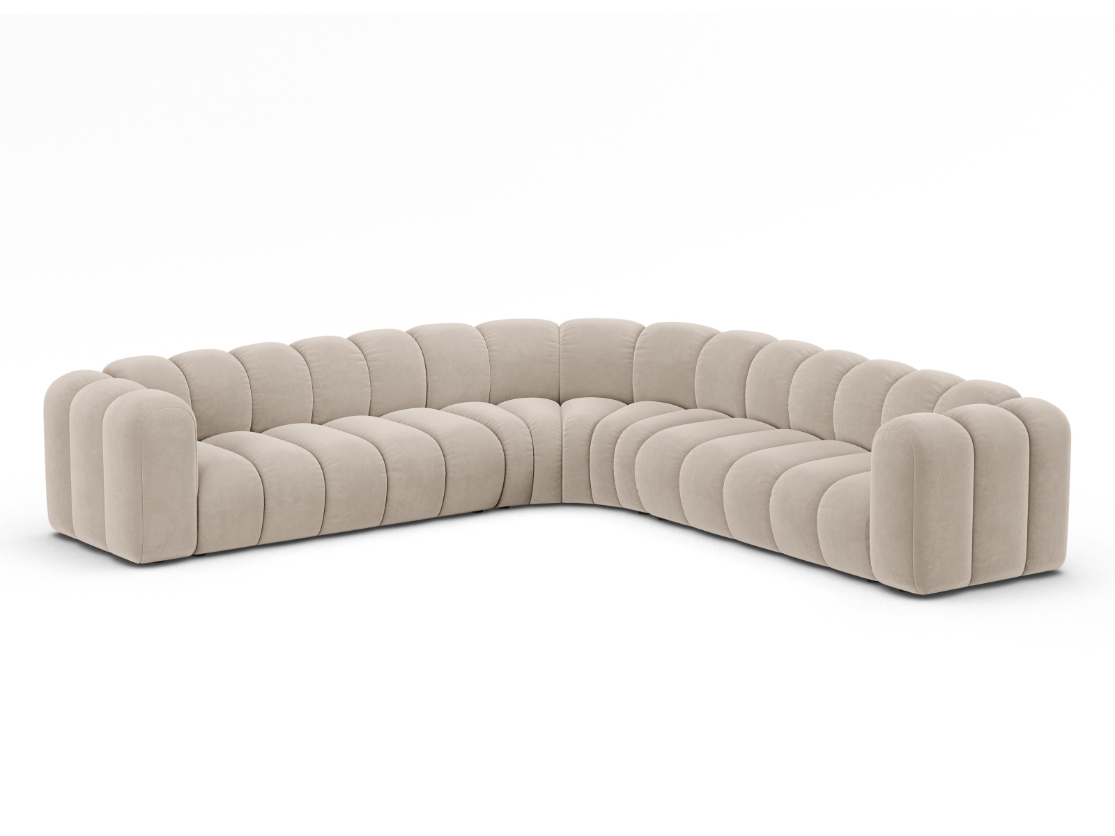 Velvet Symmetrical Modular Corner Sofa, "Lupine", 5 Seats, 309x309x70