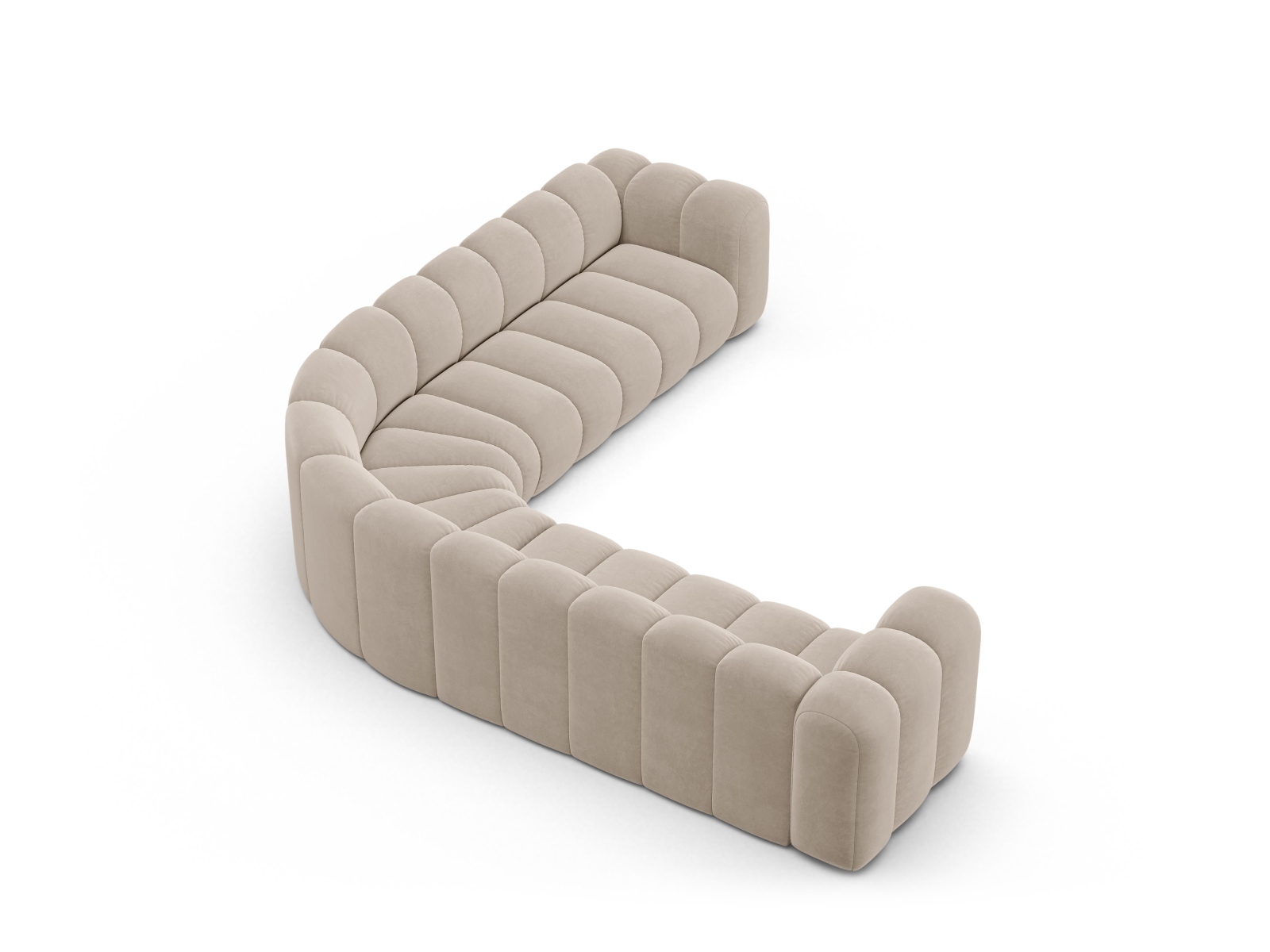 Velvet Symmetrical Modular Corner Sofa, "Lupine", 5 Seats, 309x309x70