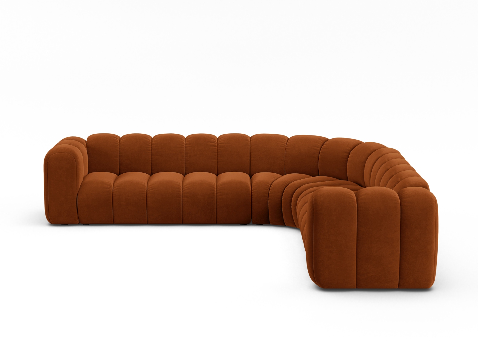 Velvet Symmetrical Modular Corner Sofa, "Lupine", 5 Seats, 309x309x70