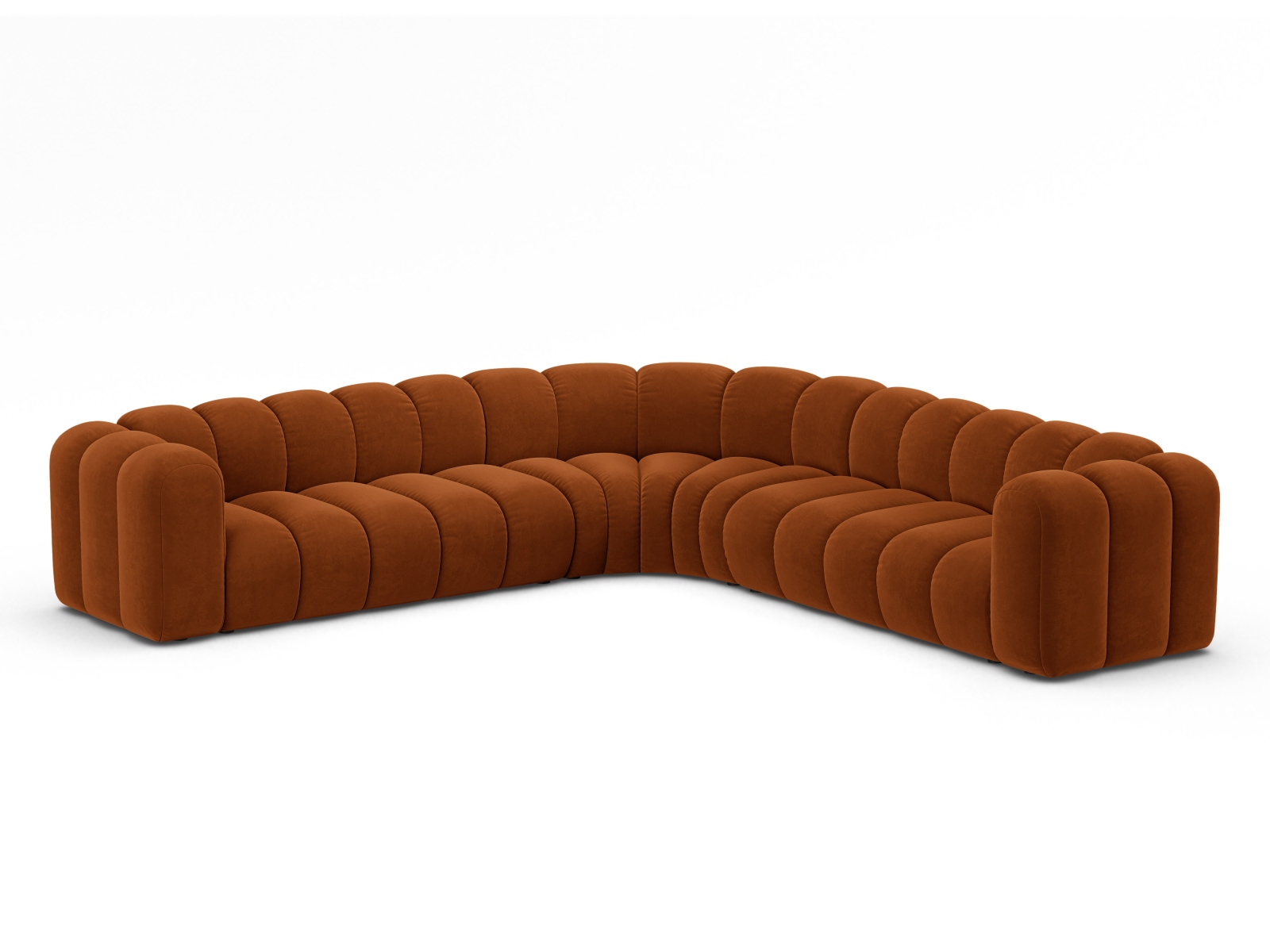 Velvet Symmetrical Modular Corner Sofa, "Lupine", 5 Seats, 309x309x70