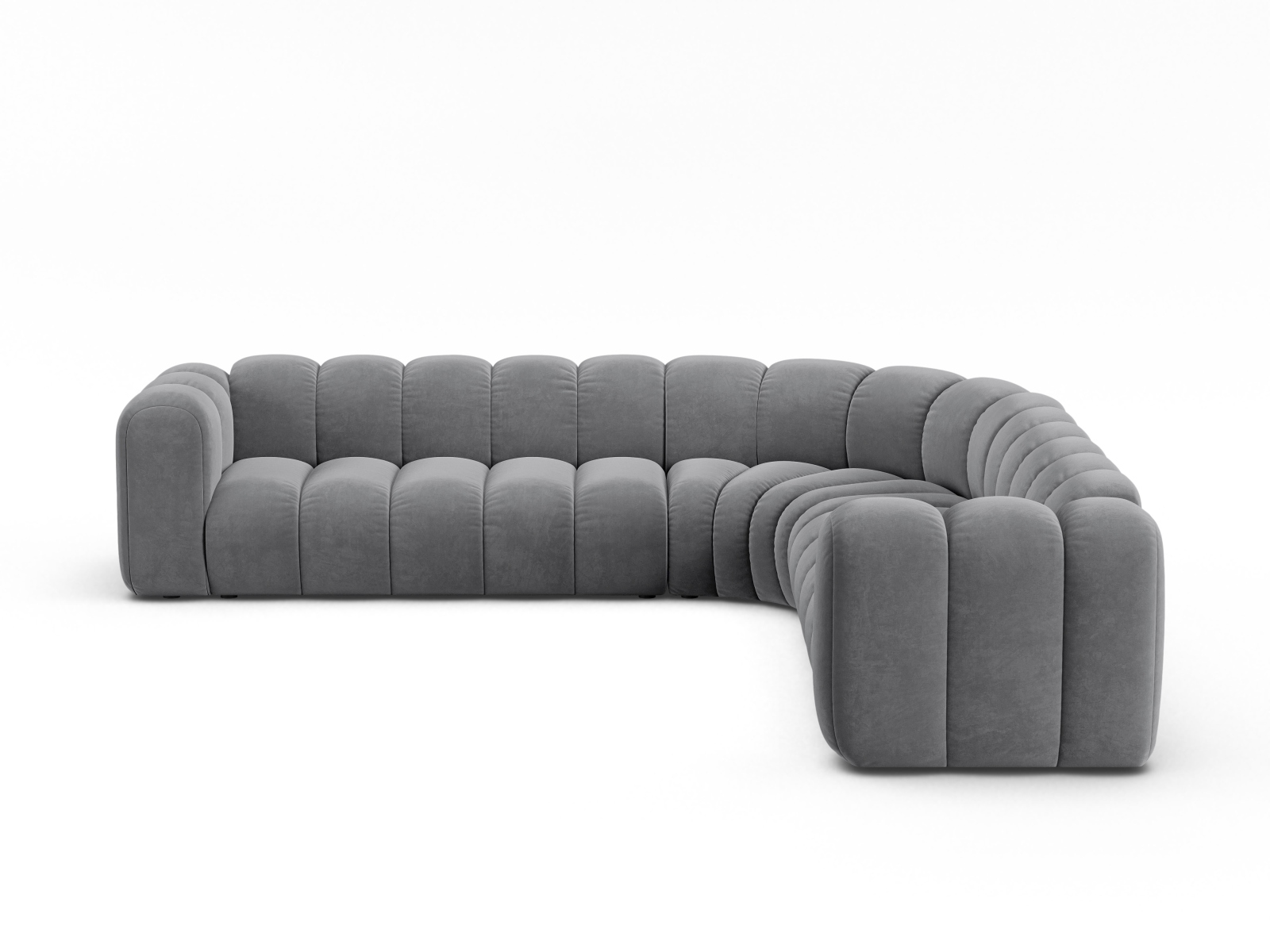 Velvet Symmetrical Modular Corner Sofa, "Lupine", 5 Seats, 309x309x70