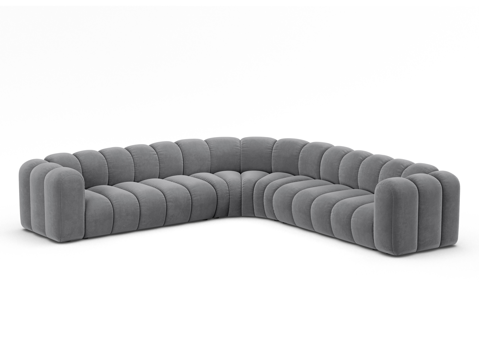 Velvet Symmetrical Modular Corner Sofa, "Lupine", 5 Seats, 309x309x70