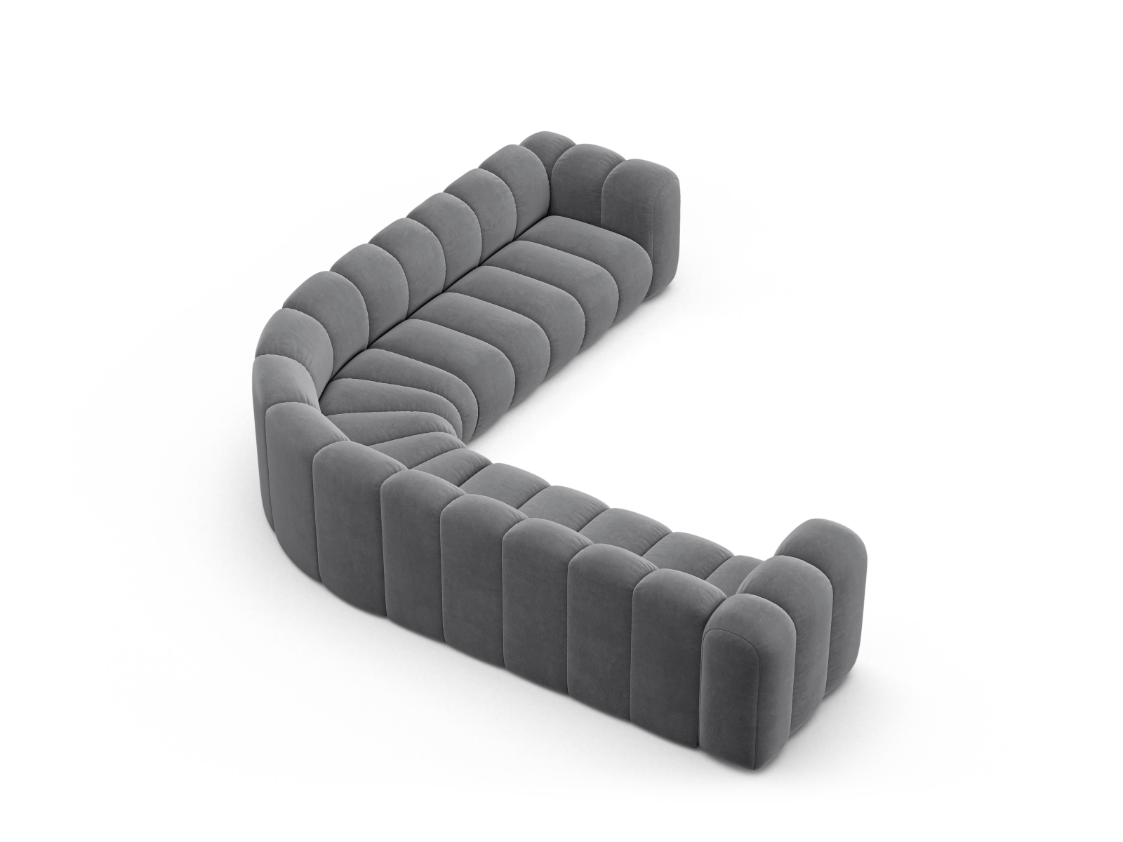 Velvet Symmetrical Modular Corner Sofa, "Lupine", 5 Seats, 309x309x70