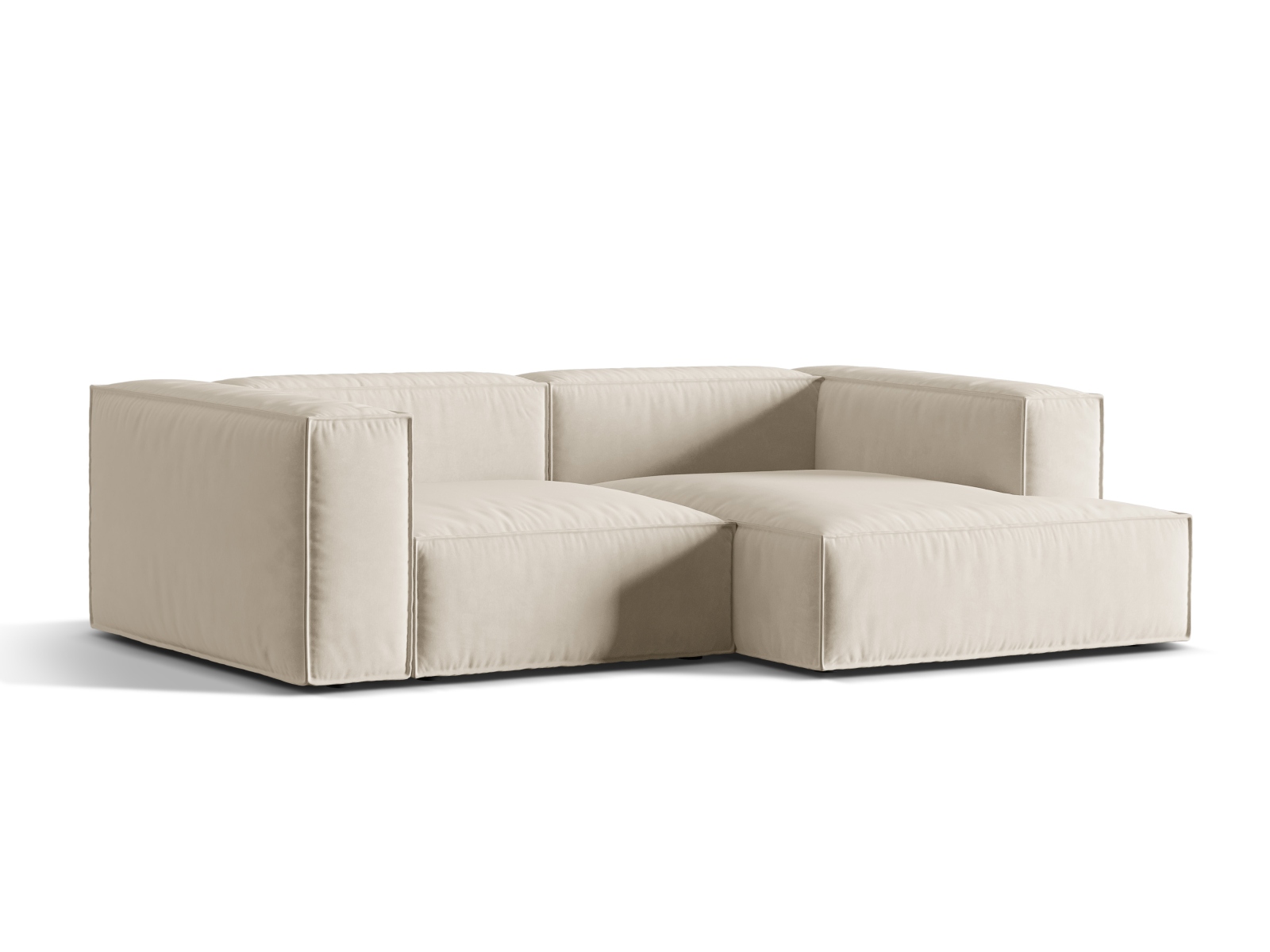 Velvet Modular Right Corner Sofa, "Nuria", 3 Seats, 252x147x72