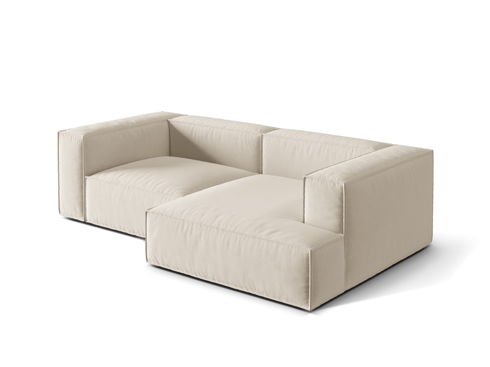 Velvet Modular Right Corner Sofa, "Nuria", 3 Seats, 252x147x72