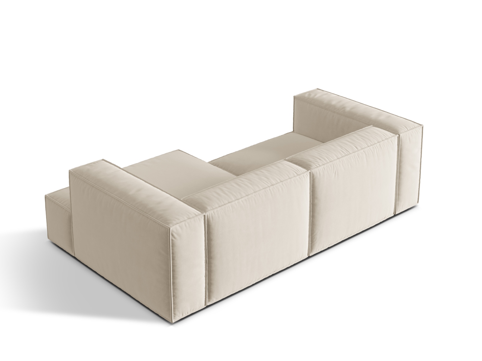 Velvet Modular Right Corner Sofa, "Nuria", 3 Seats, 252x147x72