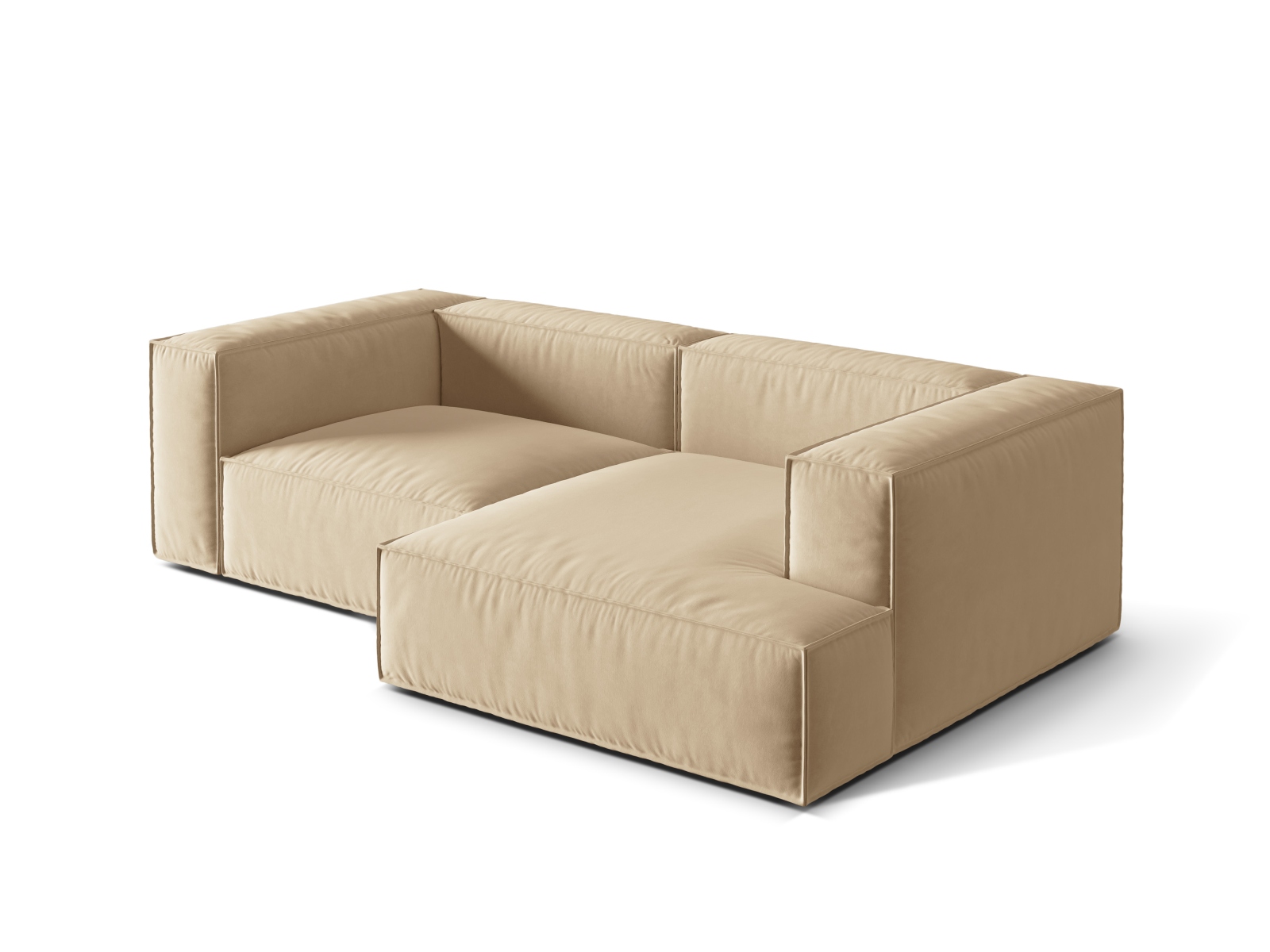 Velvet Modular Right Corner Sofa, "Nuria", 3 Seats, 252x147x72