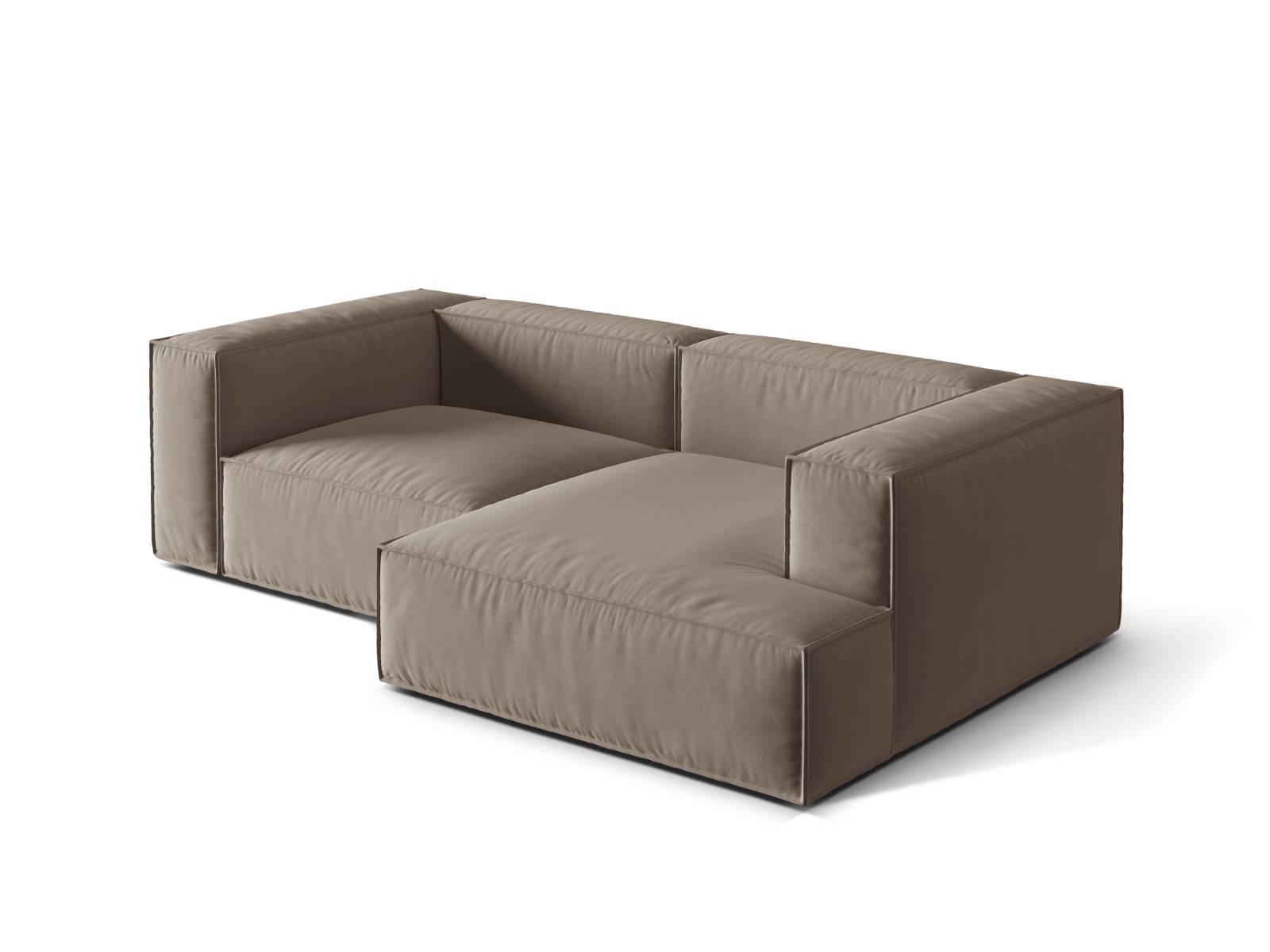 Velvet Modular Right Corner Sofa, "Nuria", 3 Seats, 252x147x72