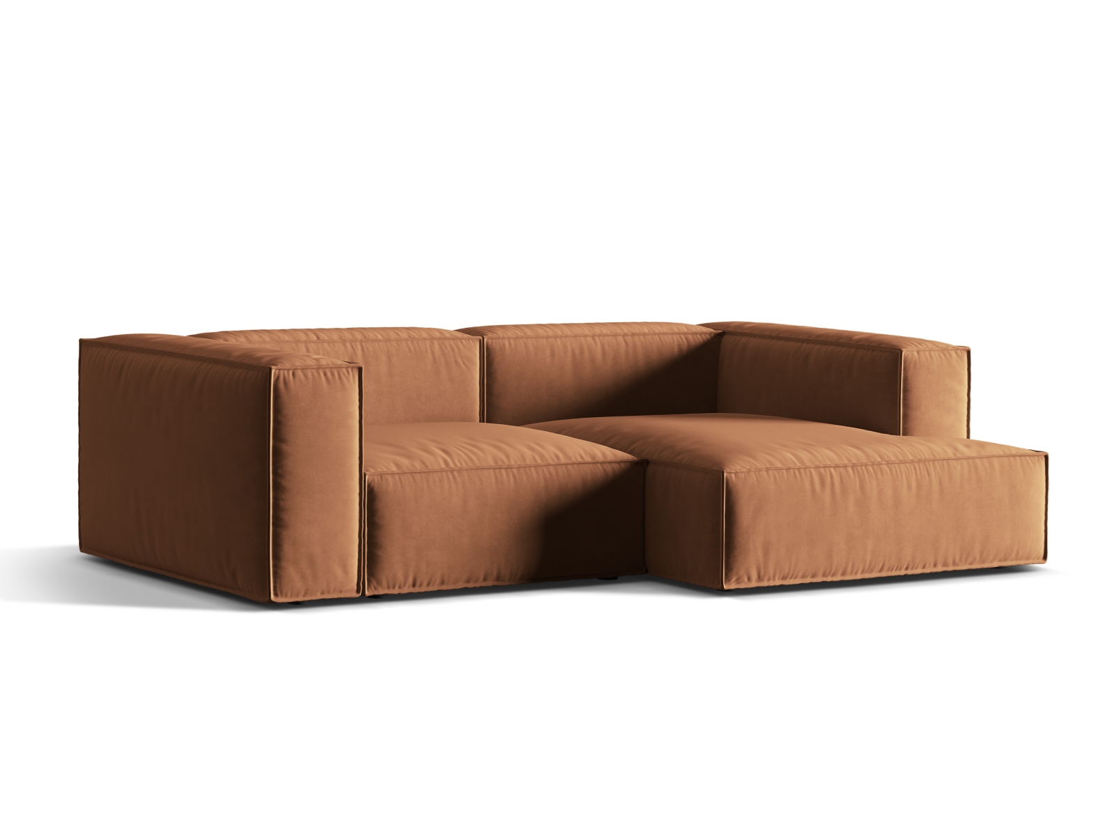 Velvet Modular Right Corner Sofa, "Nuria", 3 Seats, 252x147x72