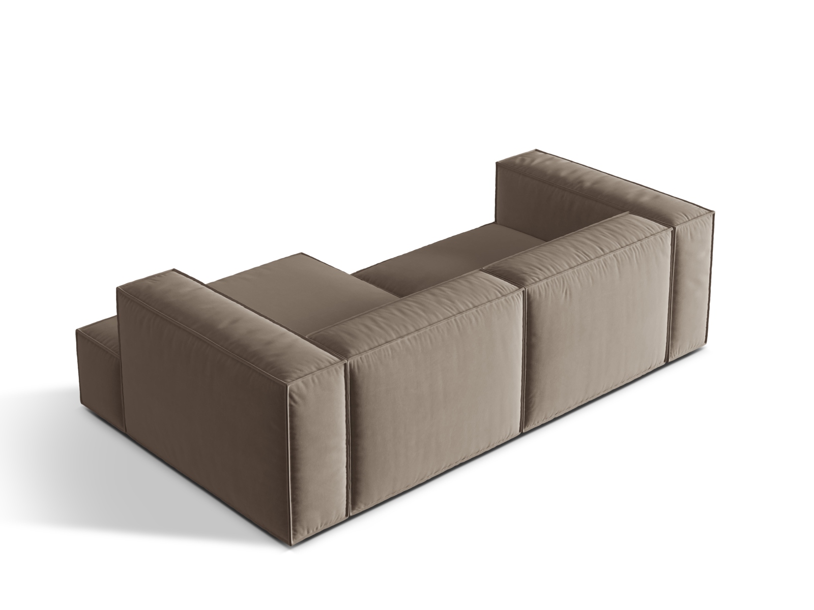 Velvet Modular Right Corner Sofa, "Nuria", 3 Seats, 252x147x72