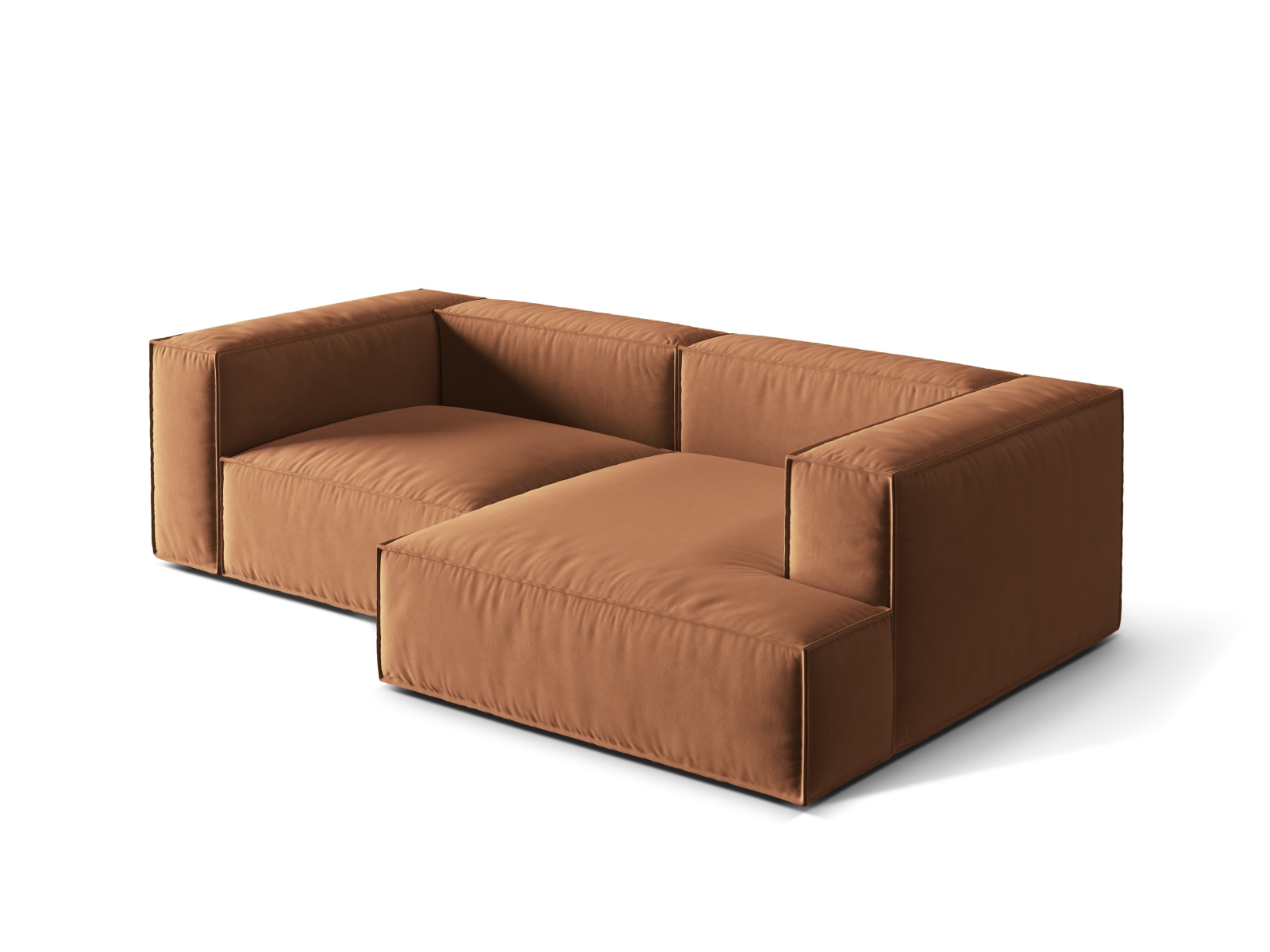 Velvet Modular Right Corner Sofa, "Nuria", 3 Seats, 252x147x72