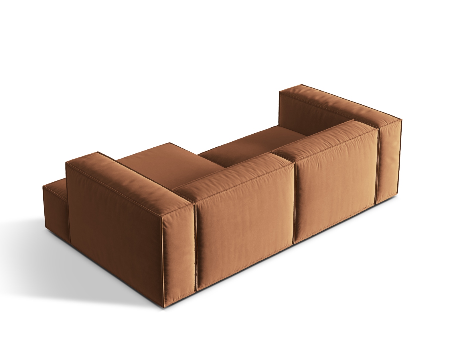 Velvet Modular Right Corner Sofa, "Nuria", 3 Seats, 252x147x72
