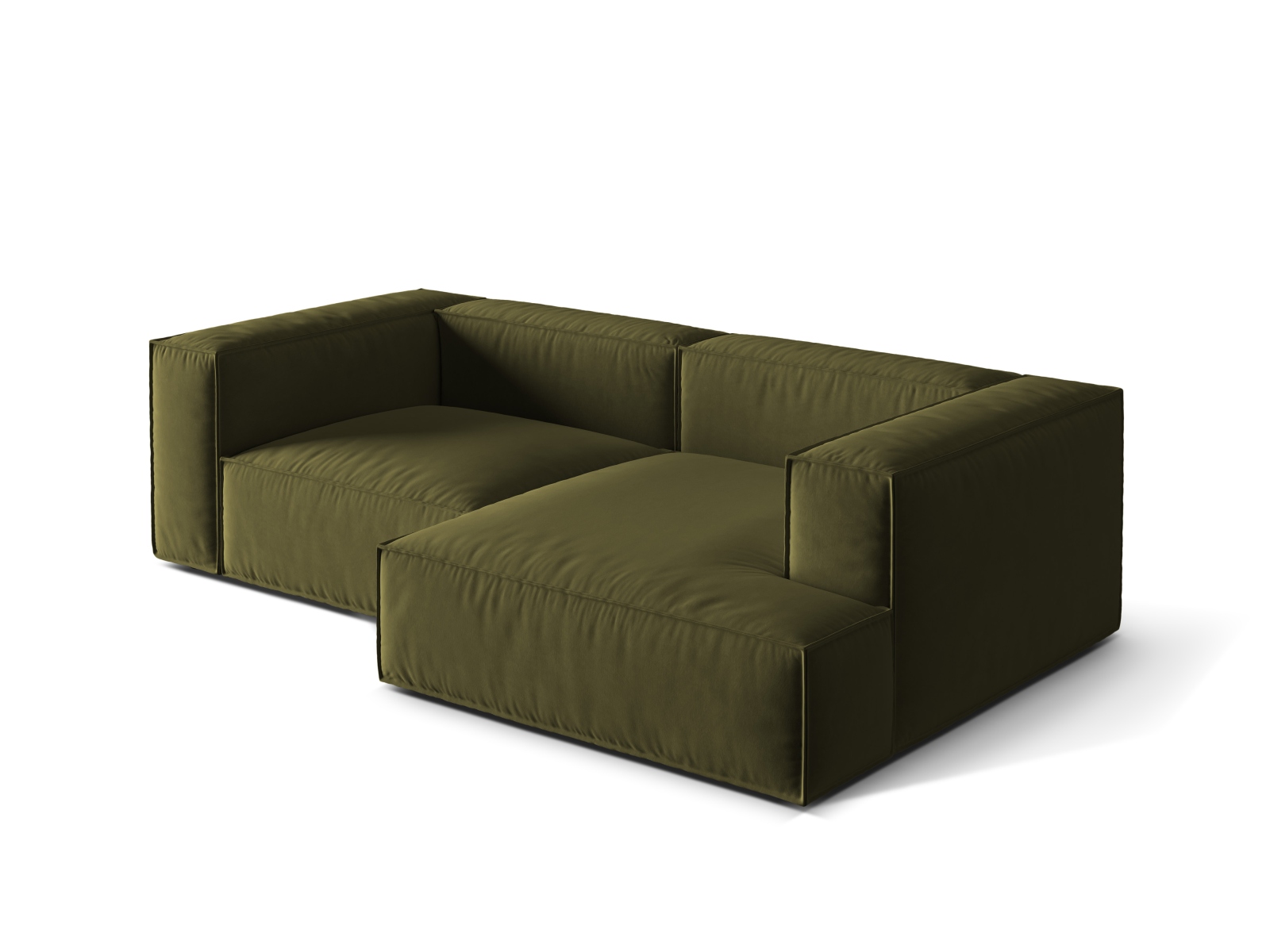 Velvet Modular Right Corner Sofa, "Nuria", 3 Seats, 252x147x72