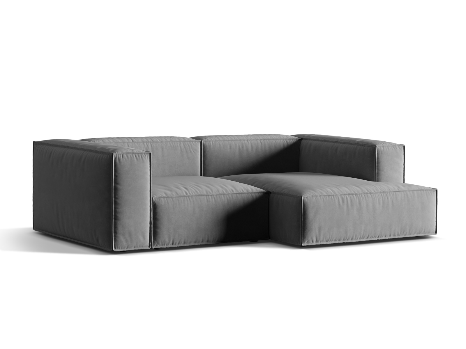 Velvet Modular Right Corner Sofa, "Nuria", 3 Seats, 252x147x72
