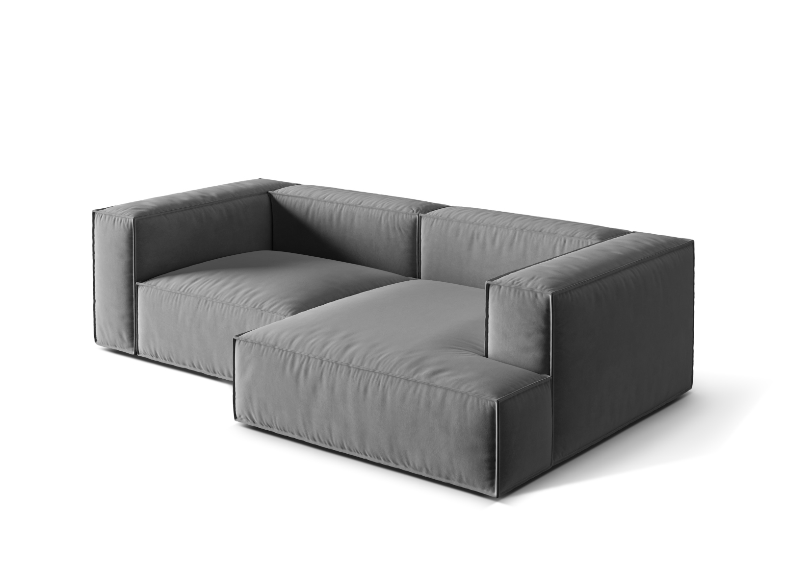 Velvet Modular Right Corner Sofa, "Nuria", 3 Seats, 252x147x72