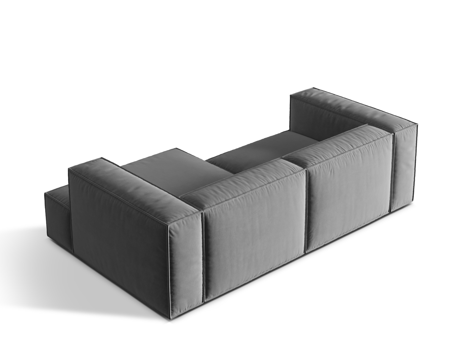 Velvet Modular Right Corner Sofa, "Nuria", 3 Seats, 252x147x72