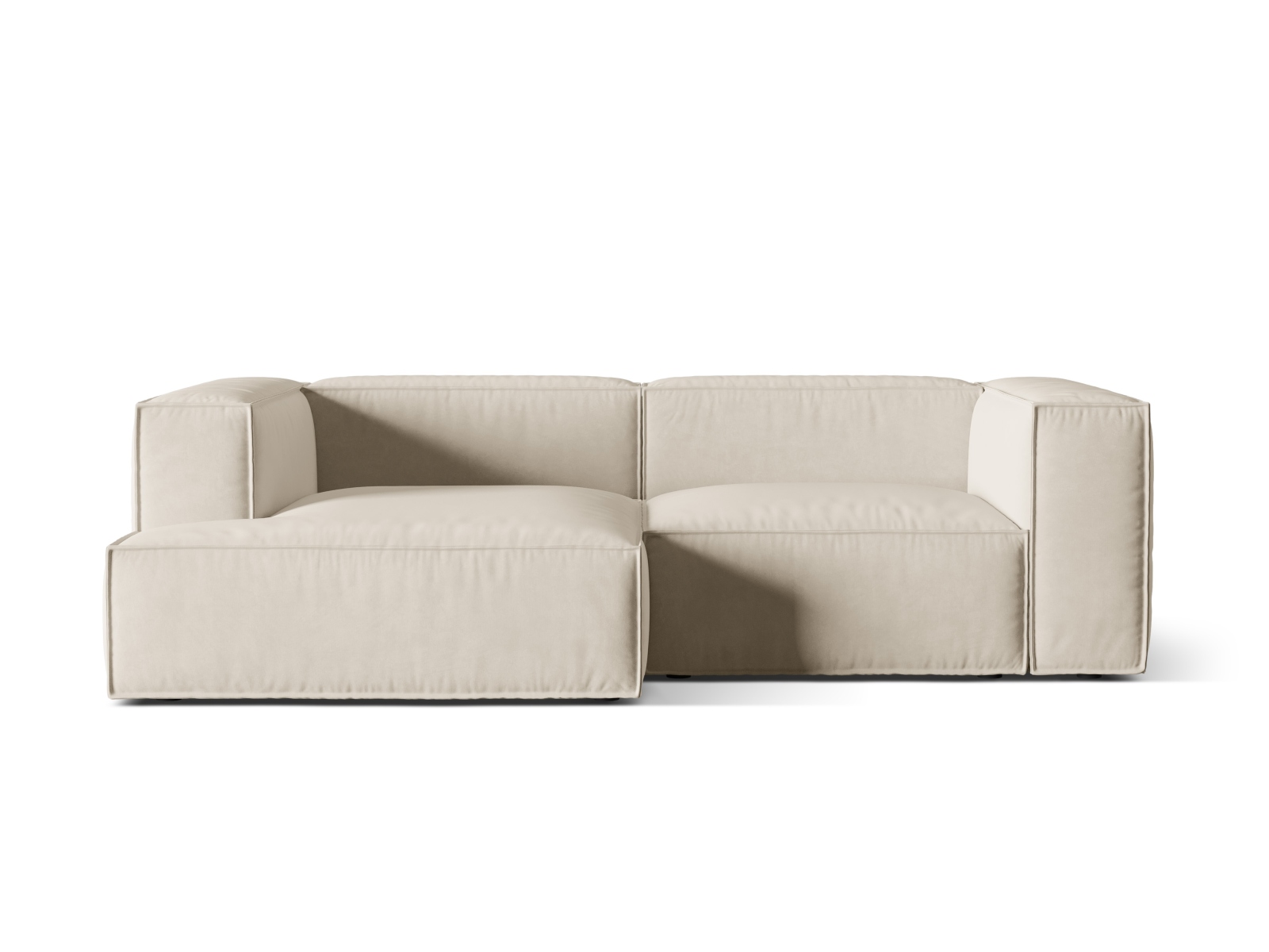 Velvet Modular Left Corner Sofa, "Nuria", 3 Seats, 252x147x72