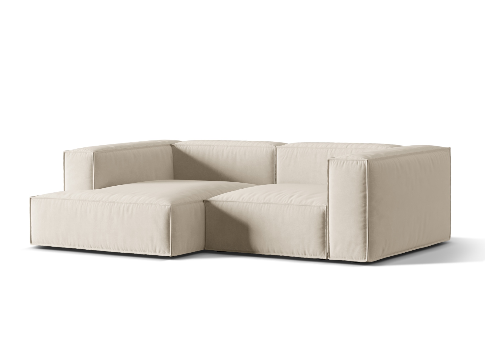 Velvet Modular Left Corner Sofa, "Nuria", 3 Seats, 252x147x72