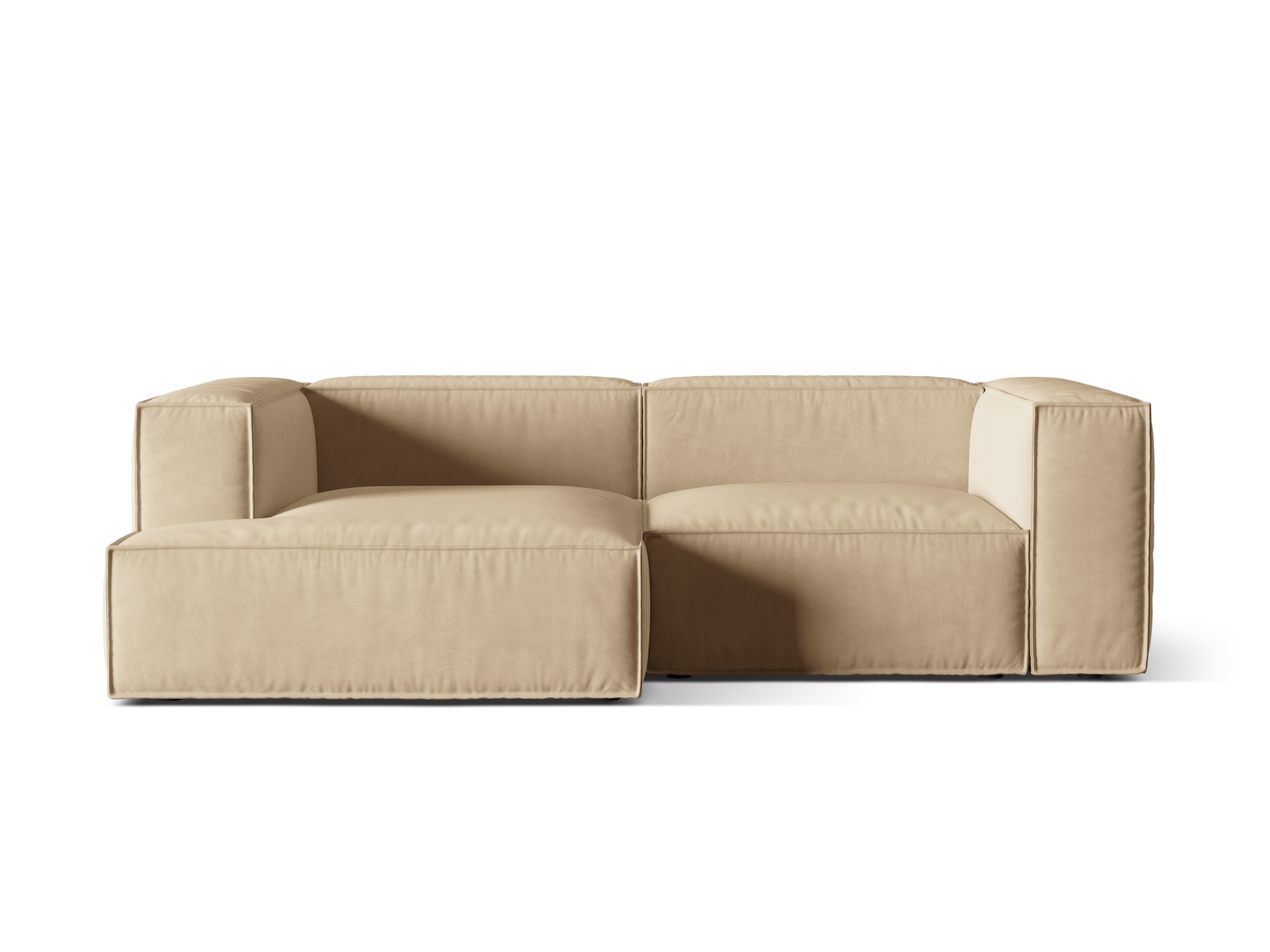 Velvet Modular Left Corner Sofa, "Nuria", 3 Seats, 252x147x72