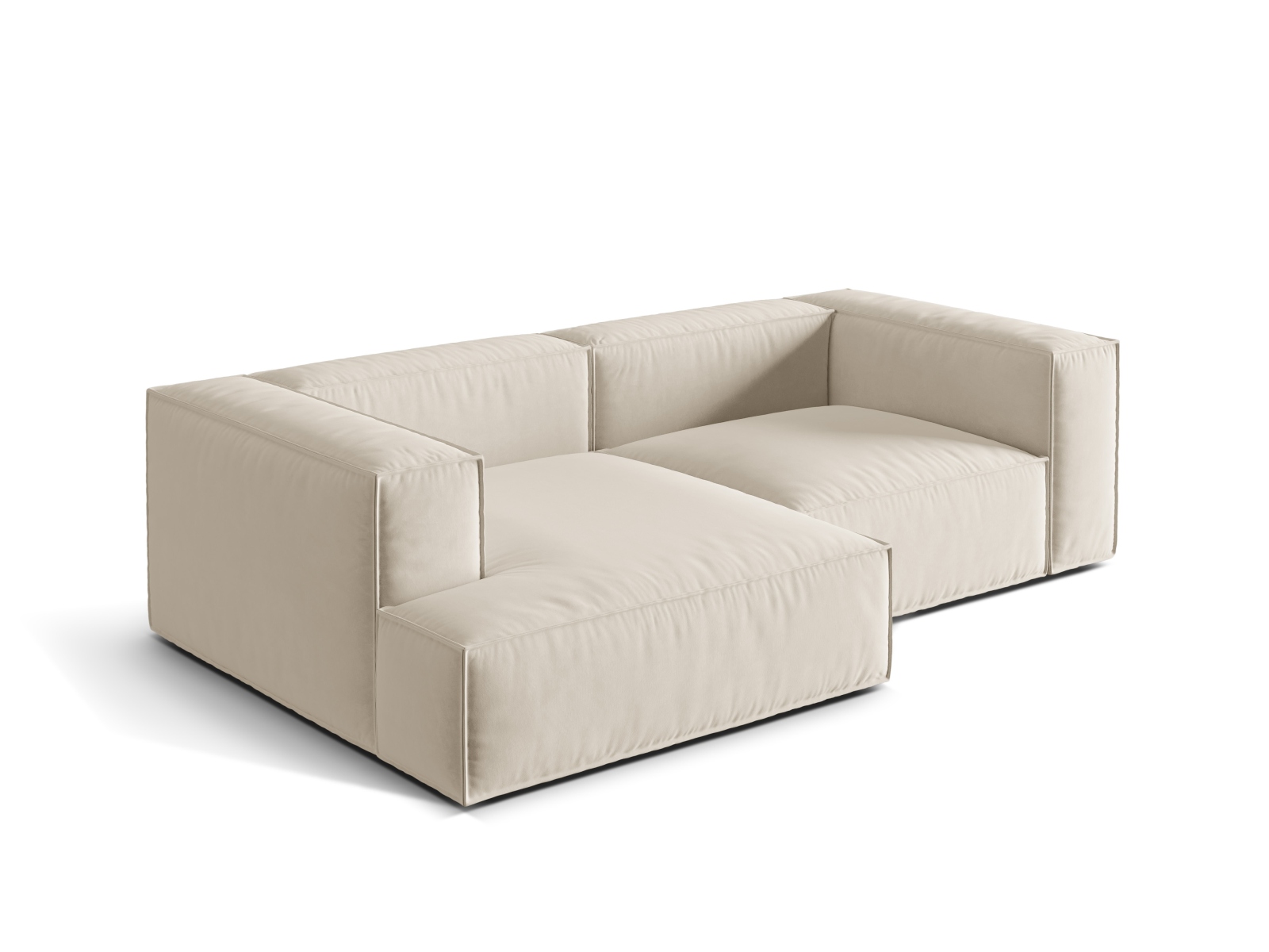Velvet Modular Left Corner Sofa, "Nuria", 3 Seats, 252x147x72