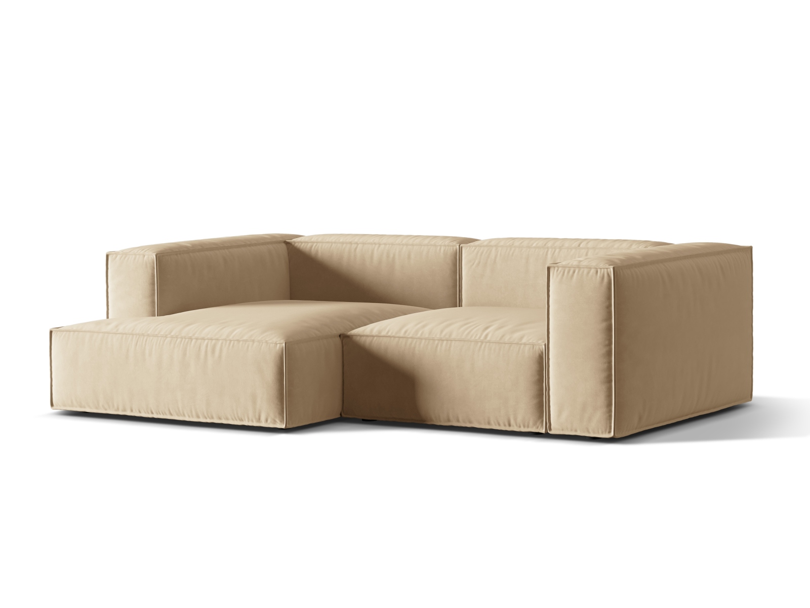 Velvet Modular Left Corner Sofa, "Nuria", 3 Seats, 252x147x72