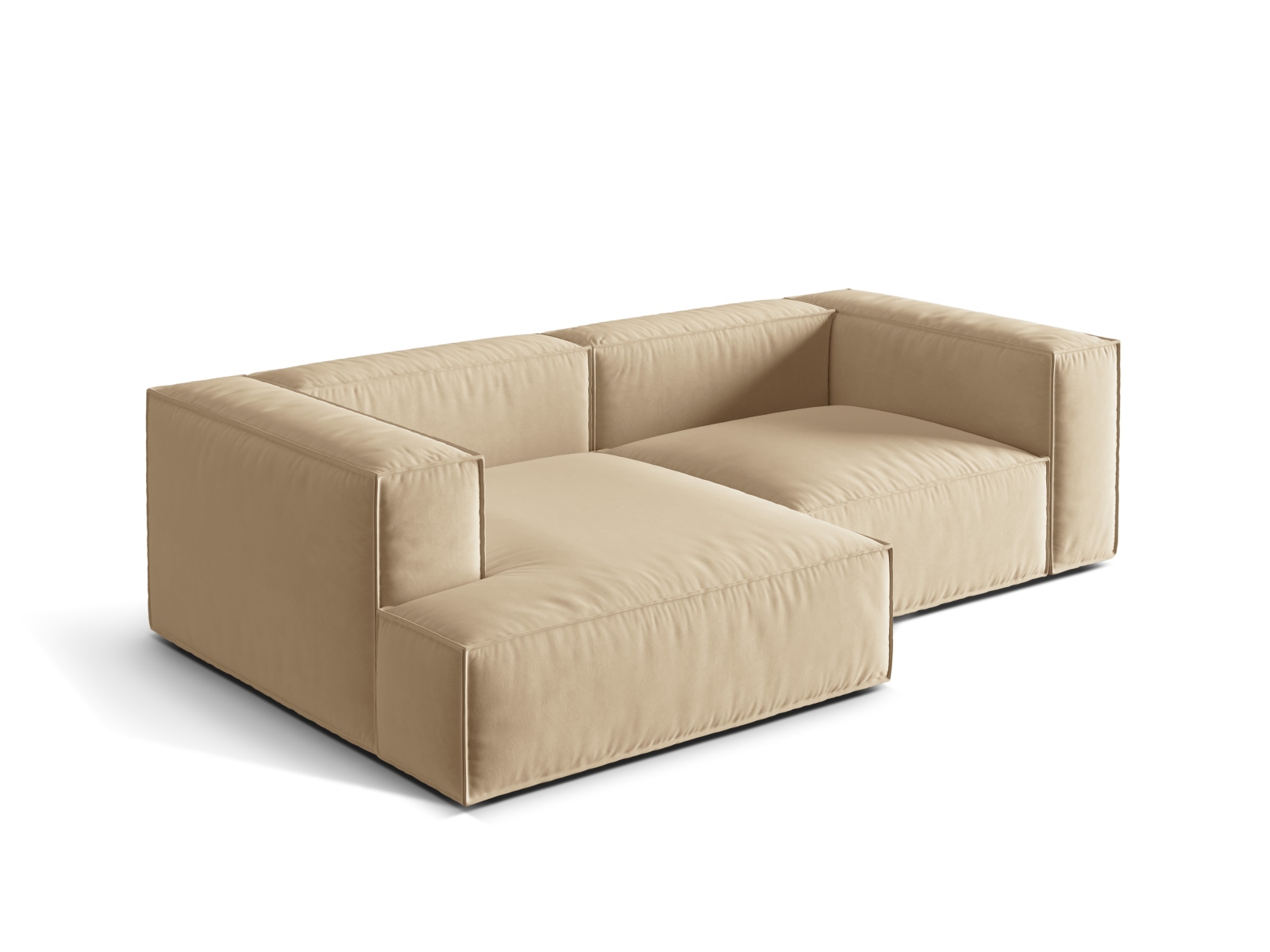 Velvet Modular Left Corner Sofa, "Nuria", 3 Seats, 252x147x72