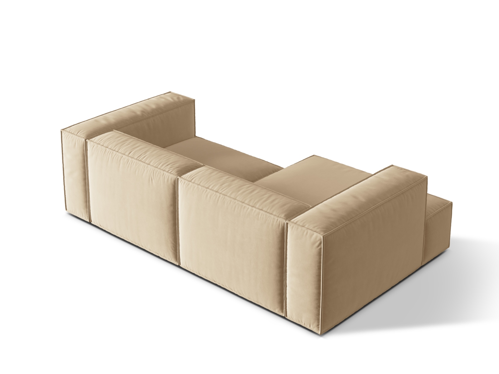 Velvet Modular Left Corner Sofa, "Nuria", 3 Seats, 252x147x72