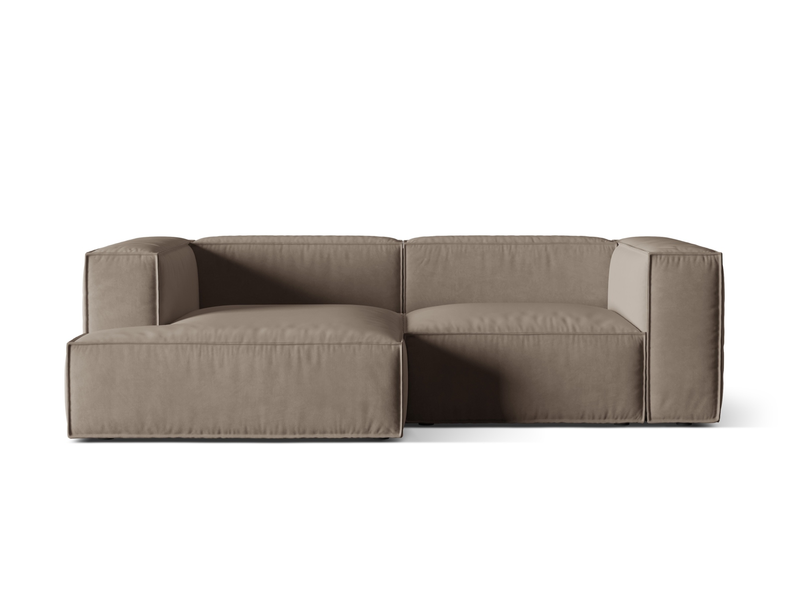 Velvet Modular Left Corner Sofa, "Nuria", 3 Seats, 252x147x72