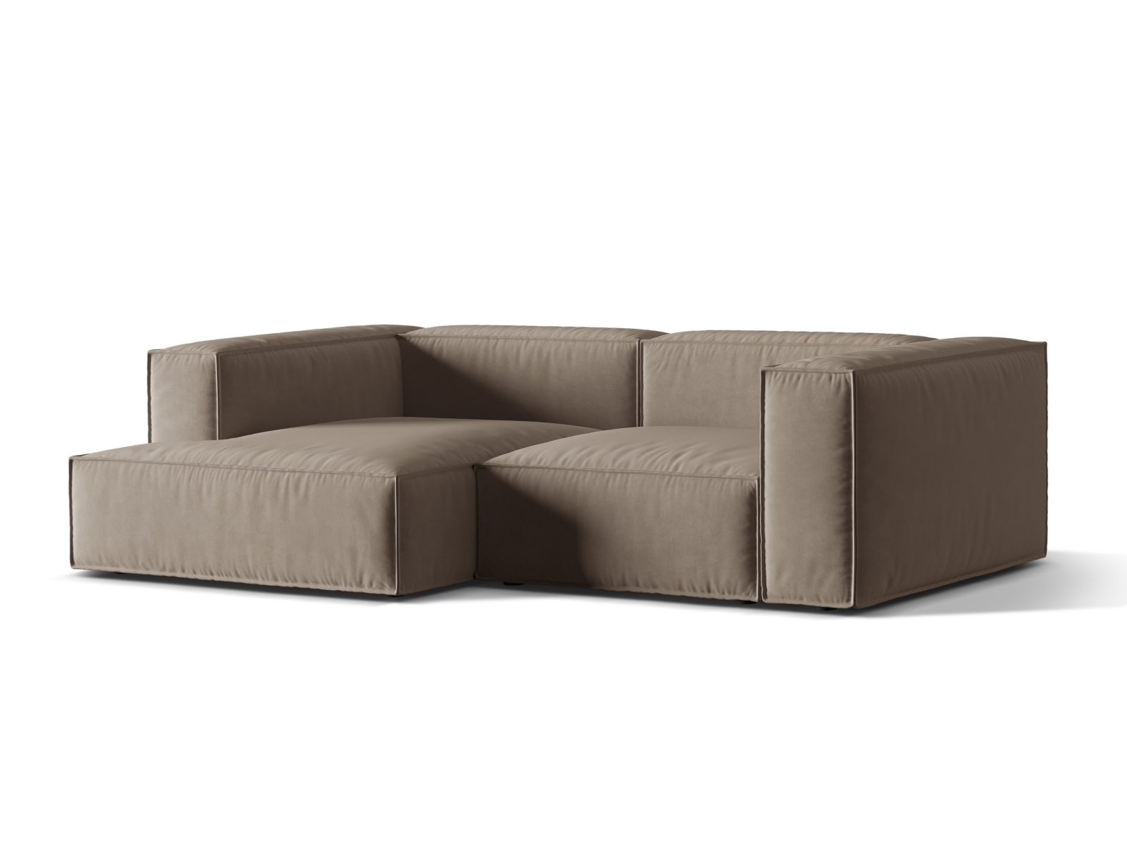Velvet Modular Left Corner Sofa, "Nuria", 3 Seats, 252x147x72