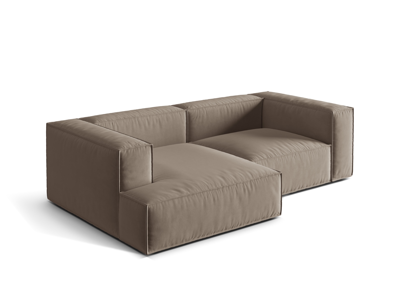 Velvet Modular Left Corner Sofa, "Nuria", 3 Seats, 252x147x72