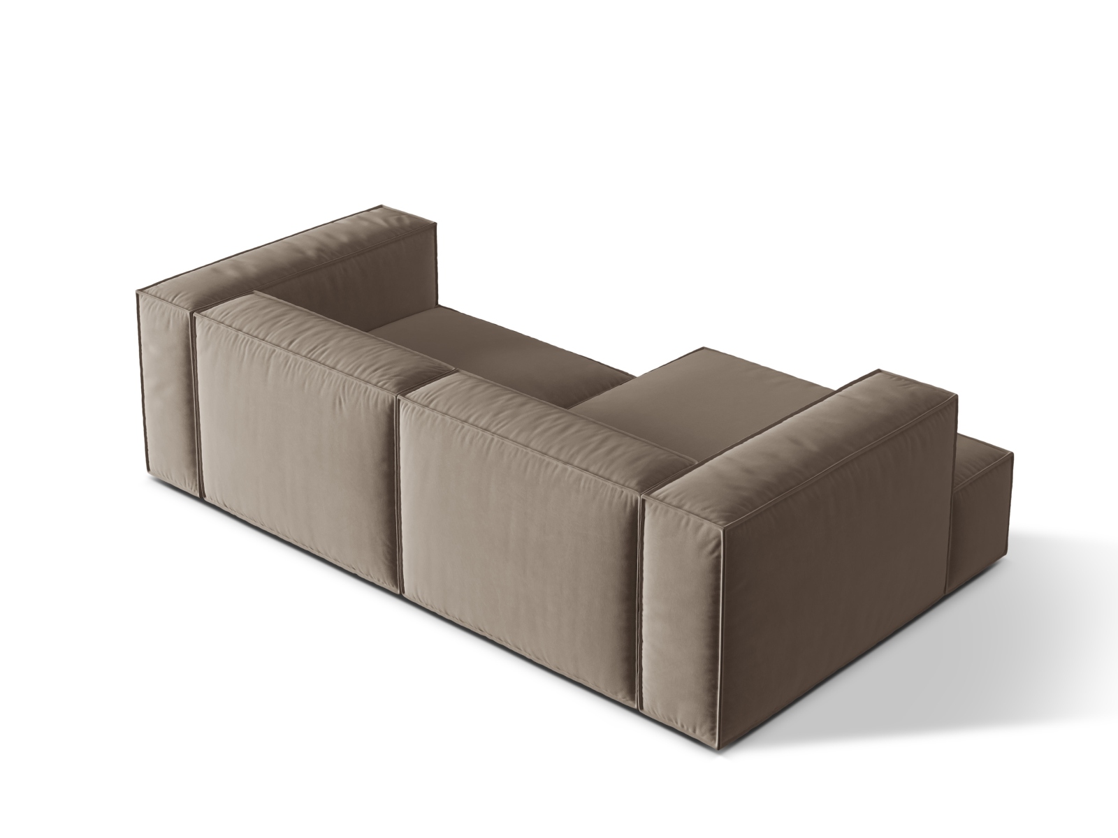 Velvet Modular Left Corner Sofa, "Nuria", 3 Seats, 252x147x72